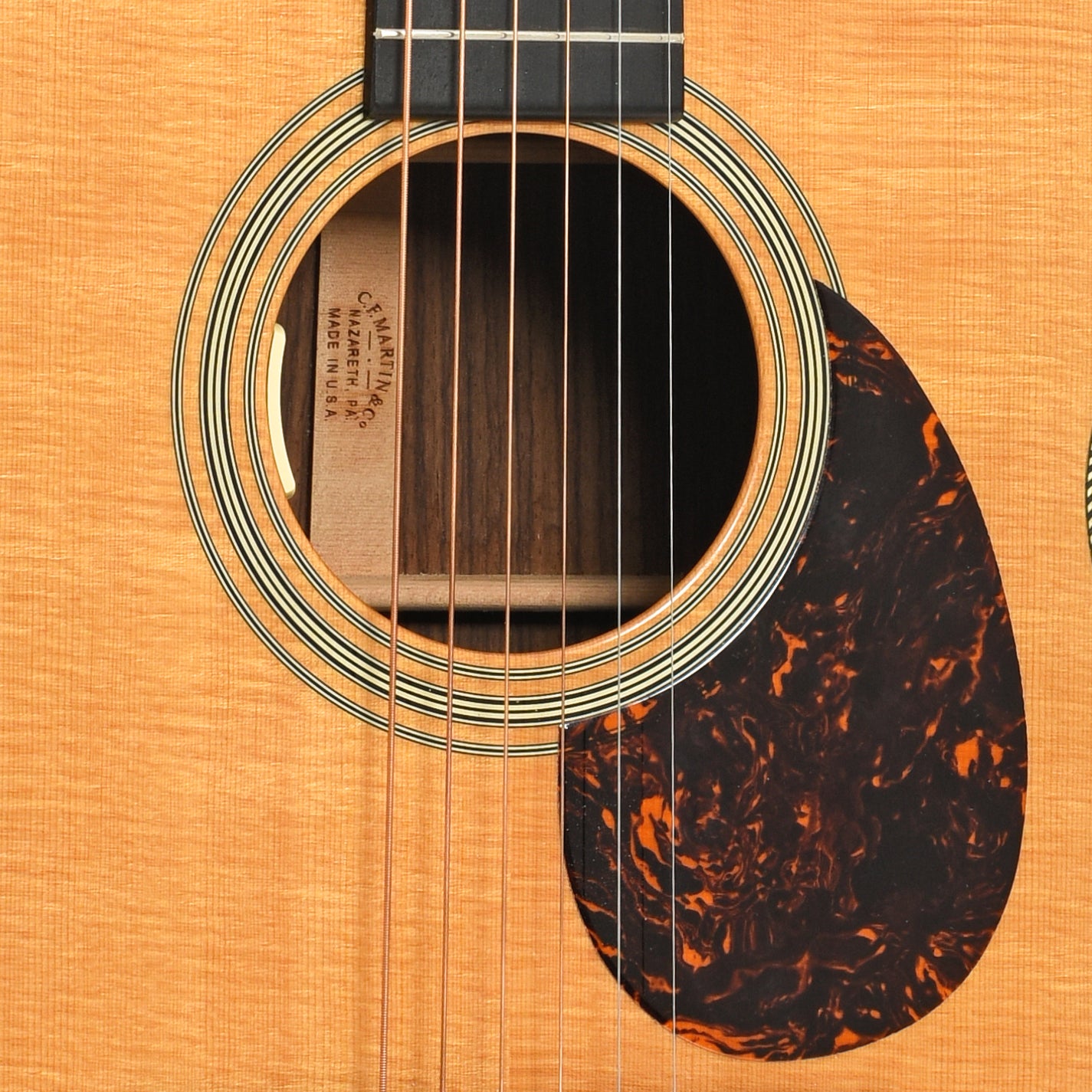 Sound hole of Martin OM-28V Acoustic Guitar (2013)