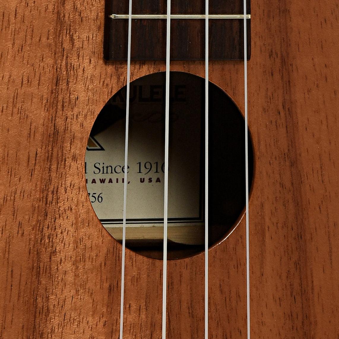 Soundhole of Kamaka HF-2 Concert Ukulele