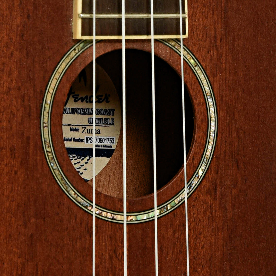 Soundhole of Fender Zuma Concert Ukulele