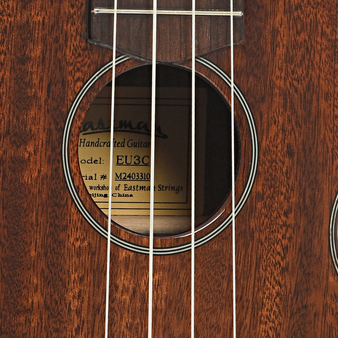 Sound hole of Eastman EU3C Concert Ukulele