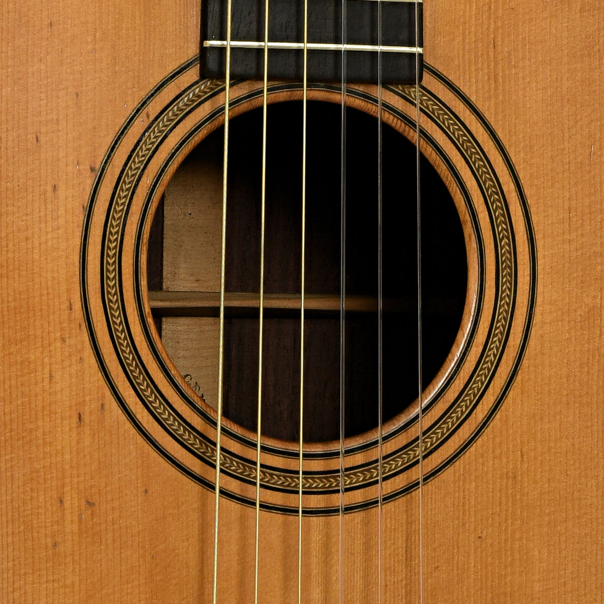 Soundhole of Martin 1-21 Acoustic Guitar 