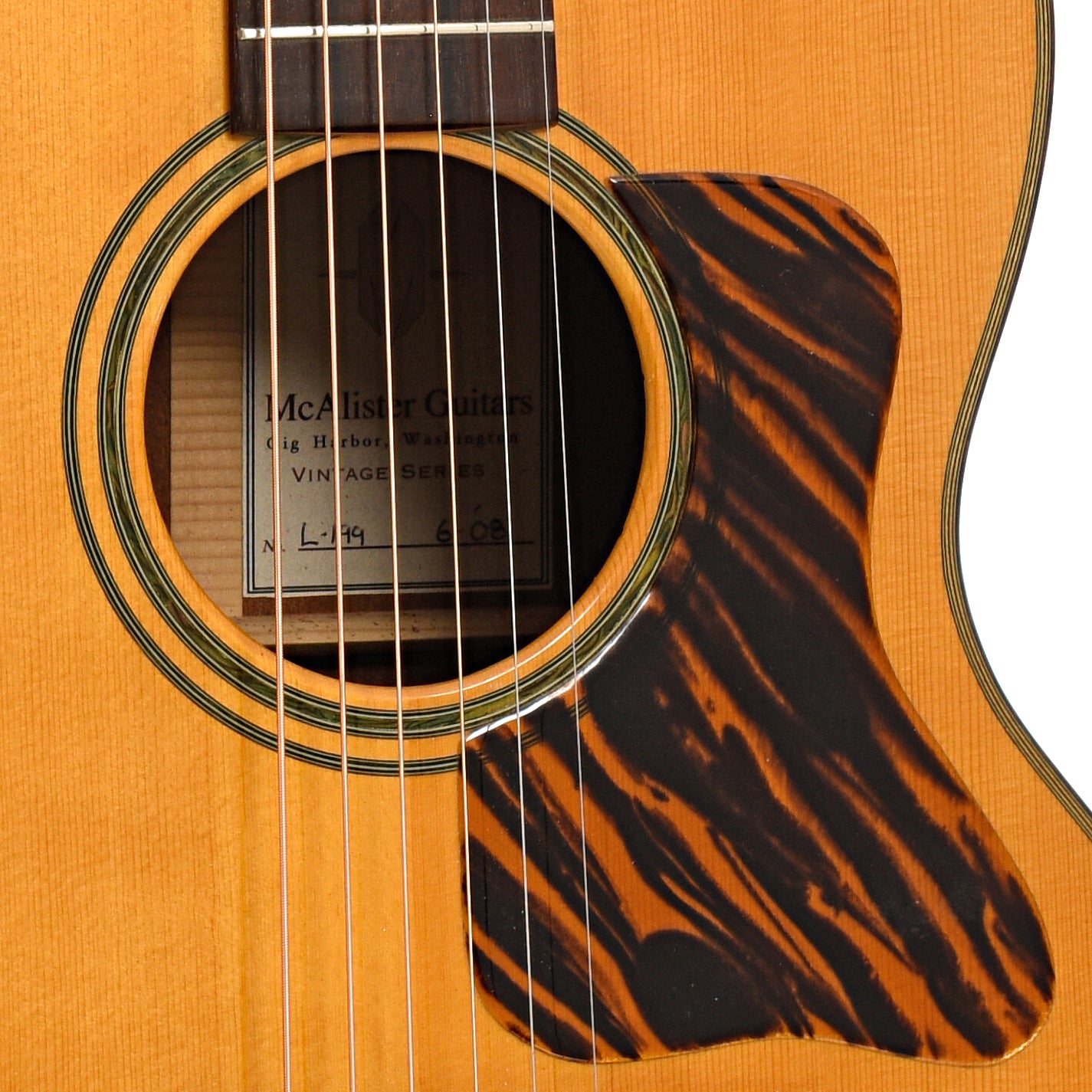 Sound hole and pickguard of McAlister Nick Lucas Model