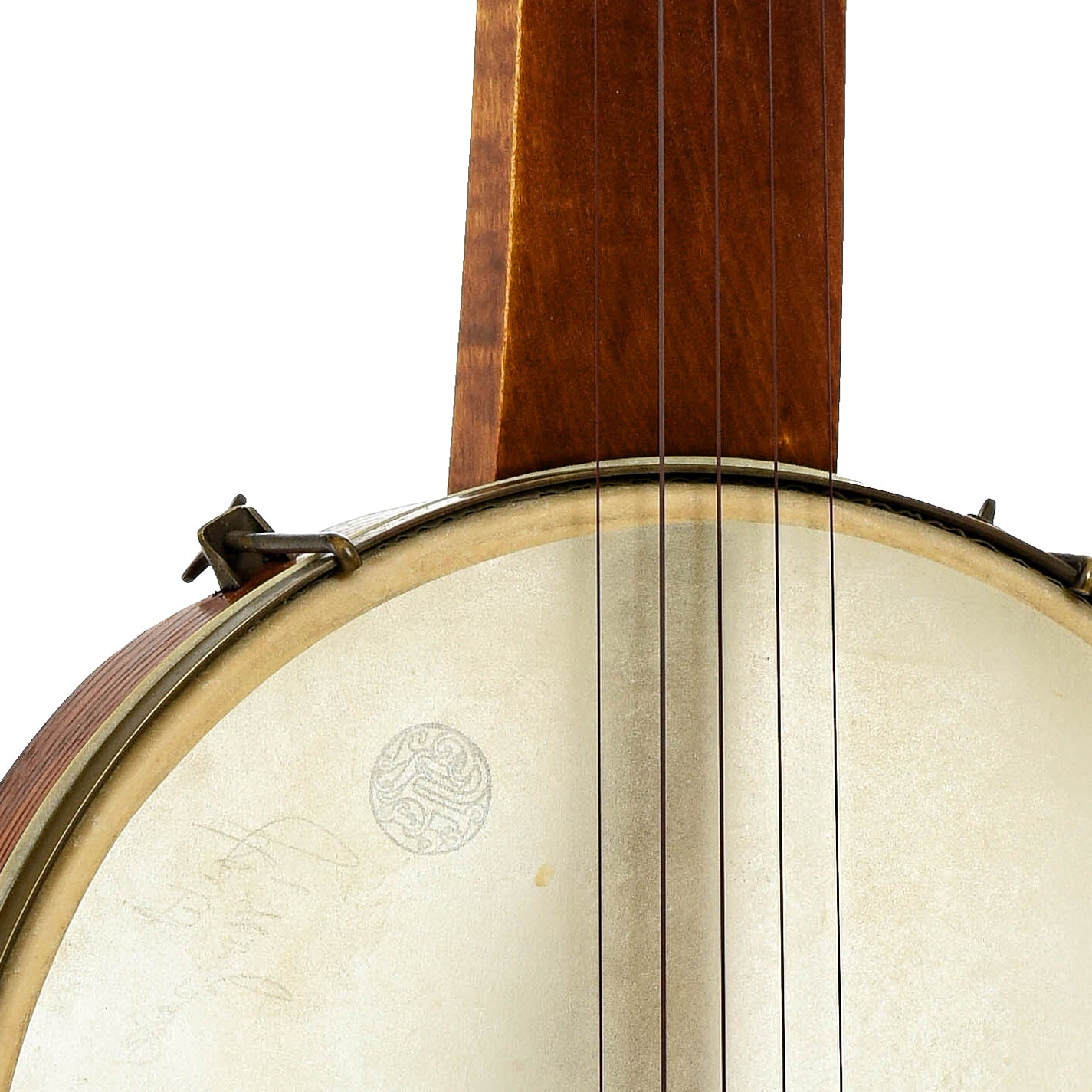 Front neck joint of J.J. Hartel Joel W. Sweeney Minstrel Banjo