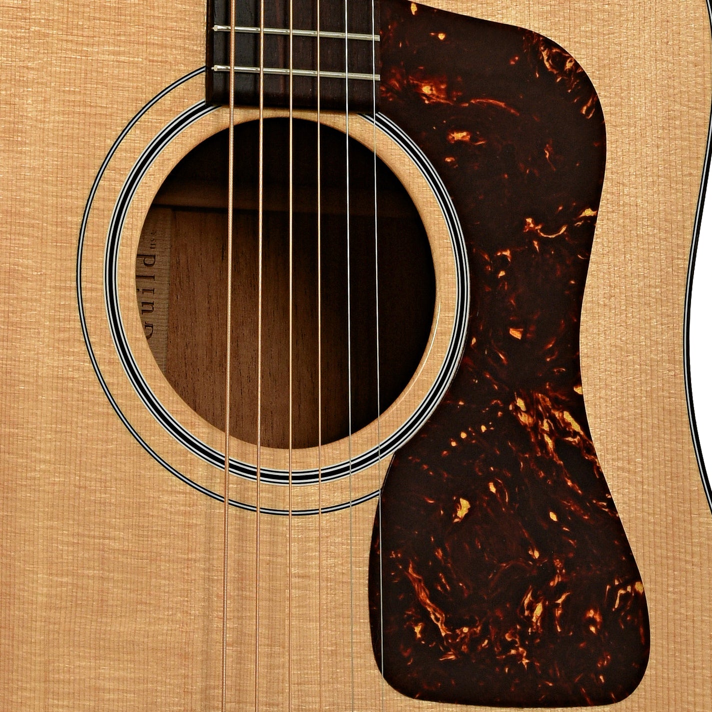 Soundhole of Guild USA D-40 Traditional Acoustic Guitar 