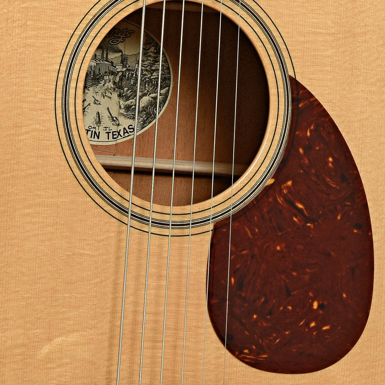 Soundhole of Collings OM1 JL Acoustic Guitar