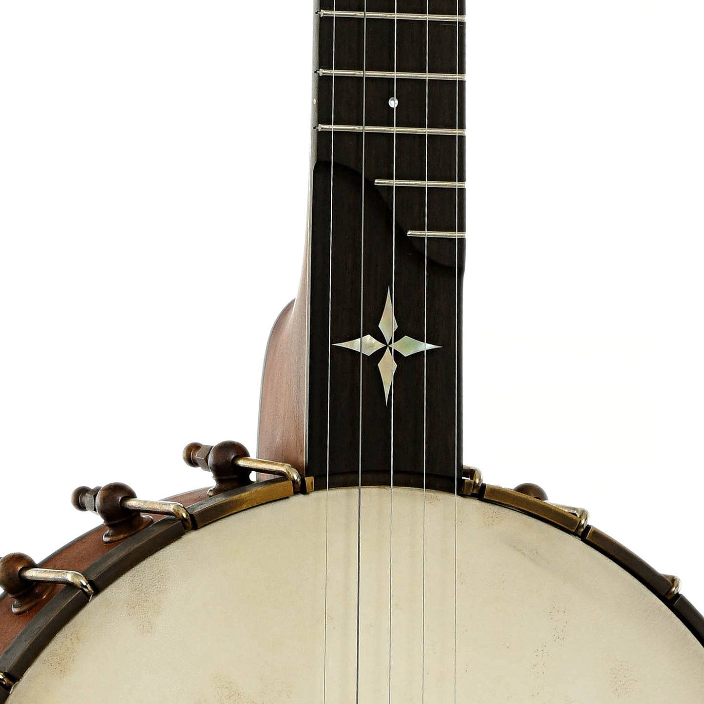 Front neck joint of Ome Wizard Cherry 11" Open Back Banjo 