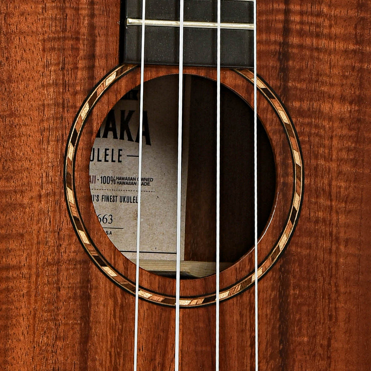 Soundhole of Kamaka HF-3 DI Deluxe Tenor Ukulele