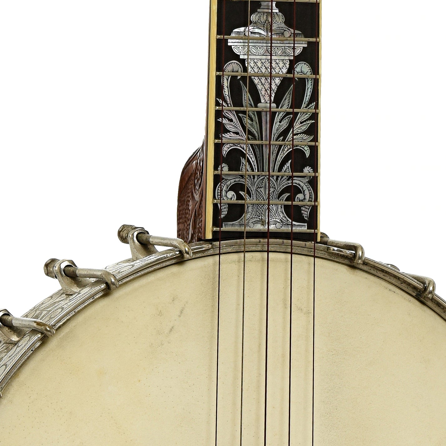 Front neck joint of Doug Unger Presentation Open Back Banjo