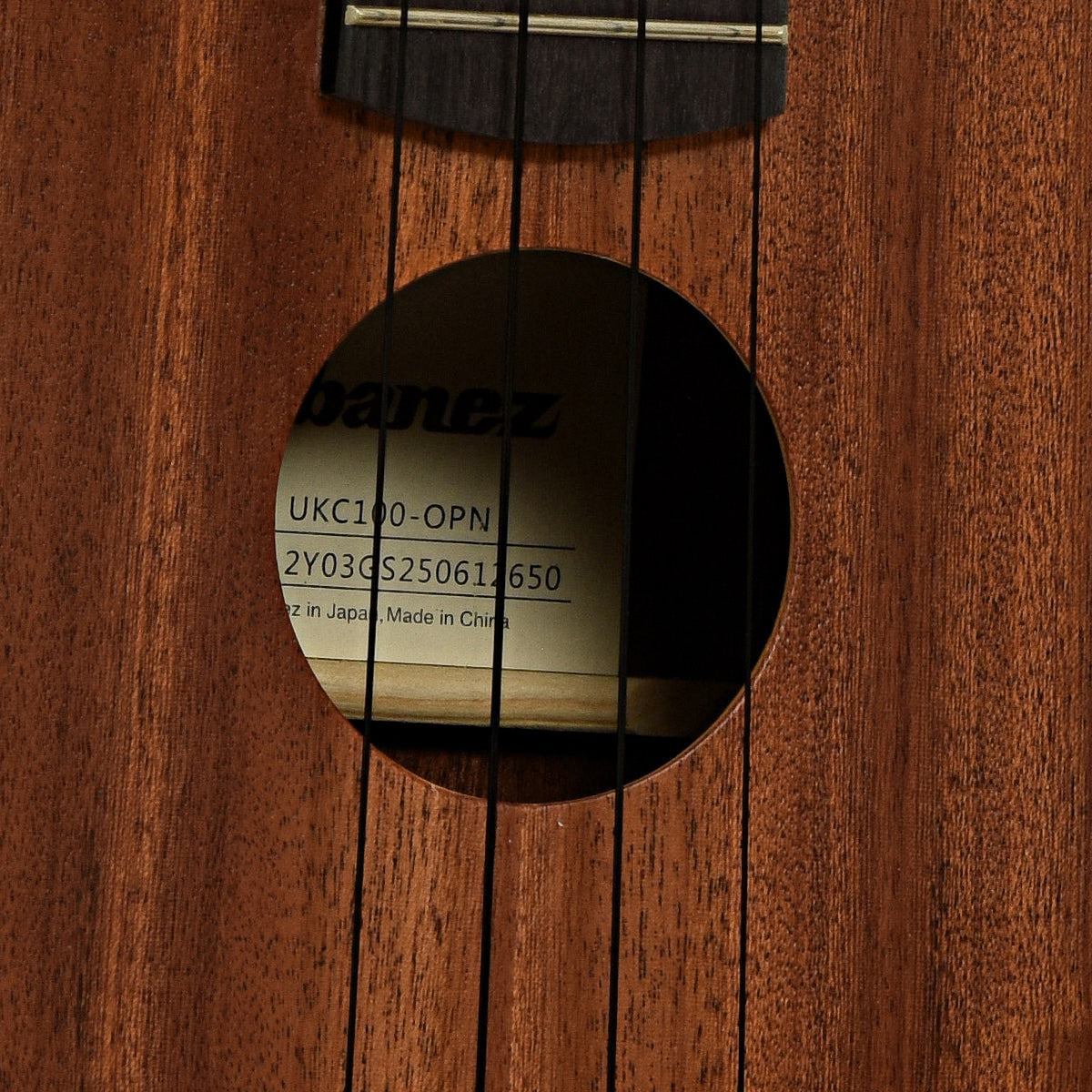 Soundhole of Ibanez Concert Ukulele with Bag, Open Pore Natural                     