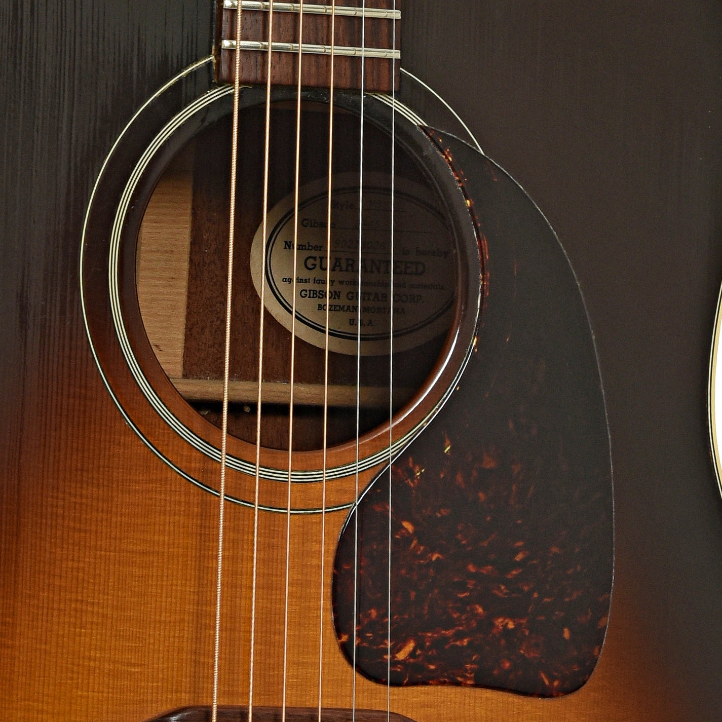 Soundhole of Gibson J-45 Acoustic Guitar