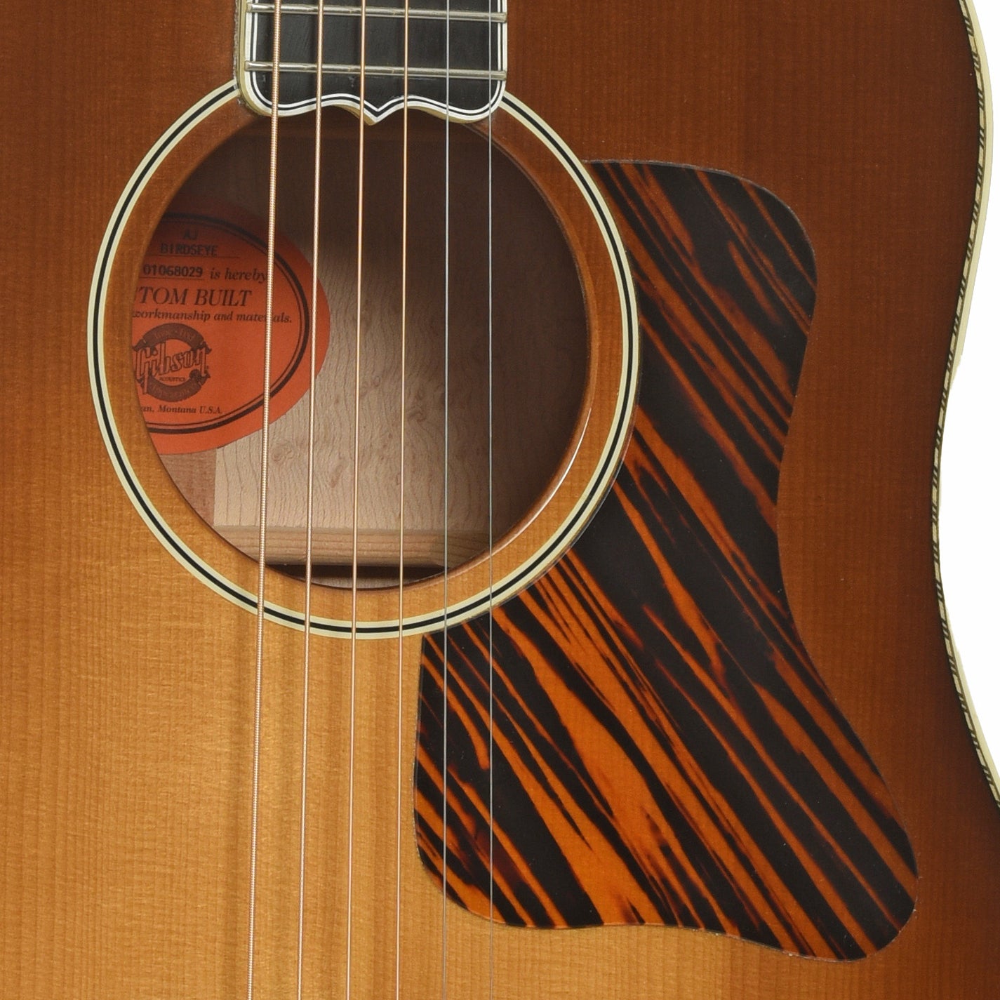 Soundhole of Gibson Birdseye Maple Advanced Jumbo Acoustic Guitar