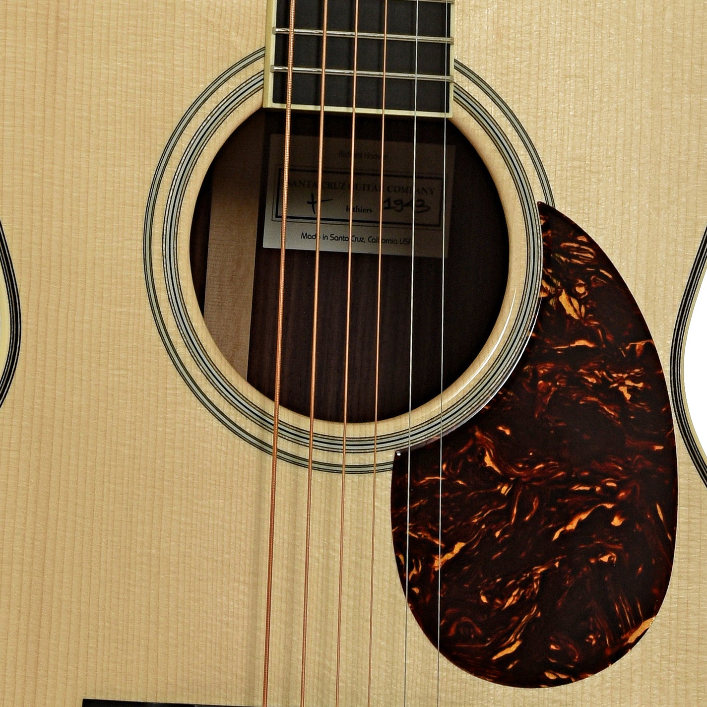Soundhole of Santa Cruz Custom H Model Acoustic Guitar