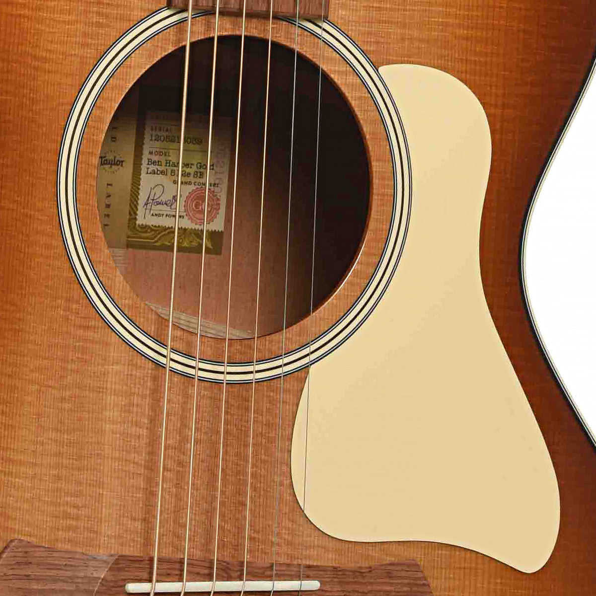 Soundhole of Ben Harper Gold Label 512e SE Grand Concert