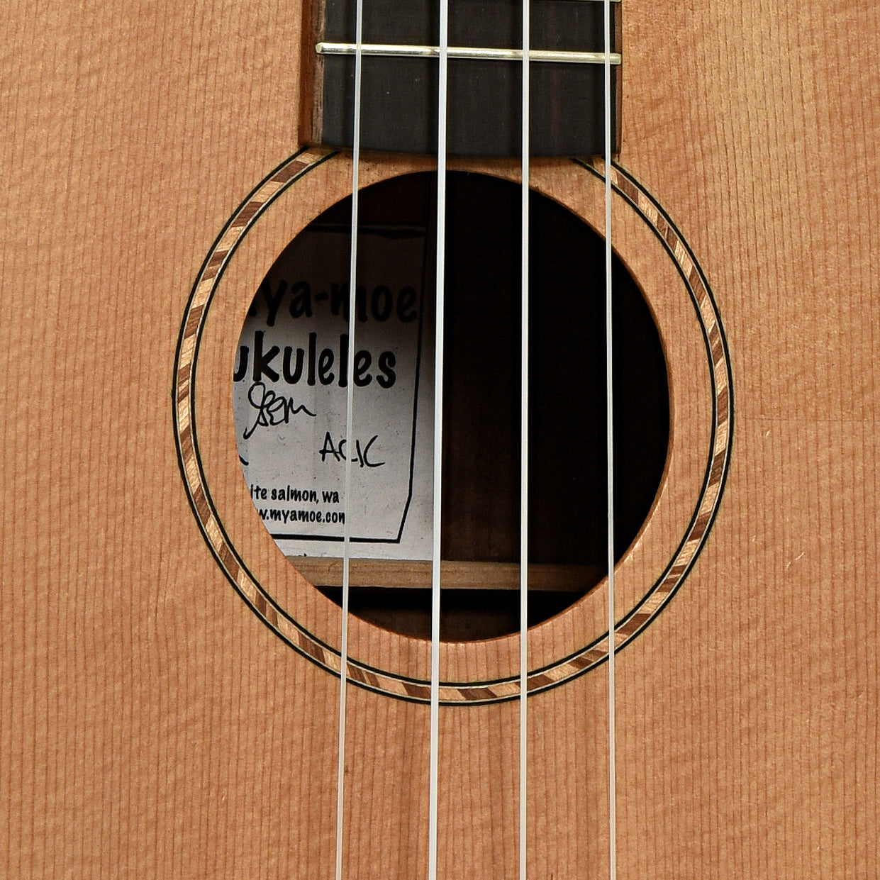 Soundhole of Mya-Moe Mango Custom Tenor Ukulele