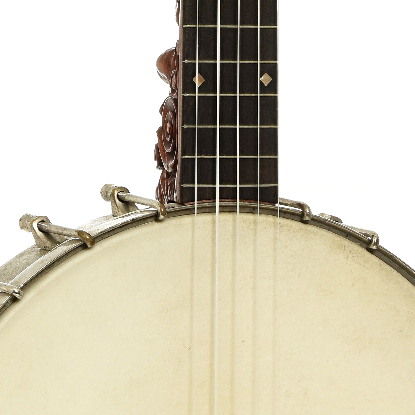 Front neck joint of S.S. Stewart Gnome Open Back Banjo  