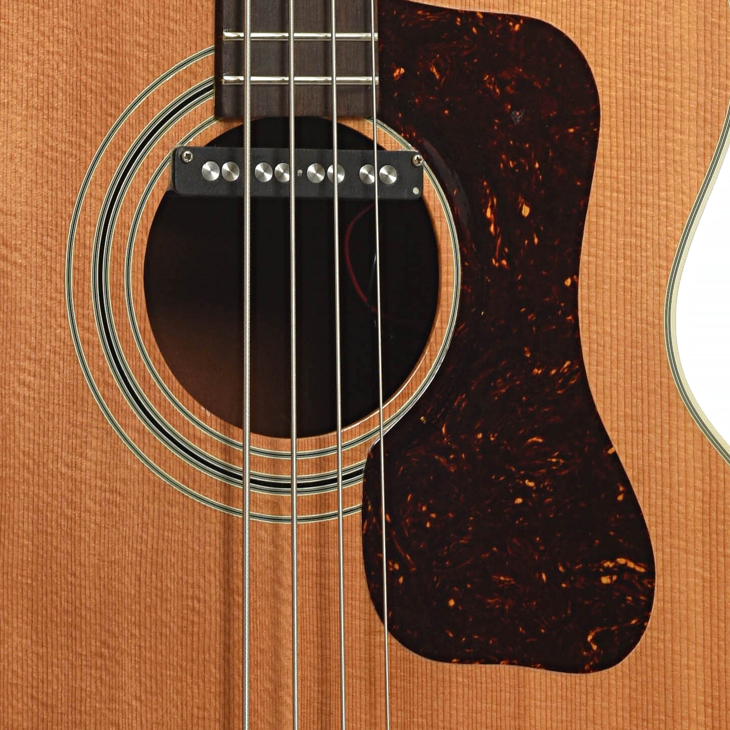Soundhole of Guild B-50 NT Acoustic Bass Guitar