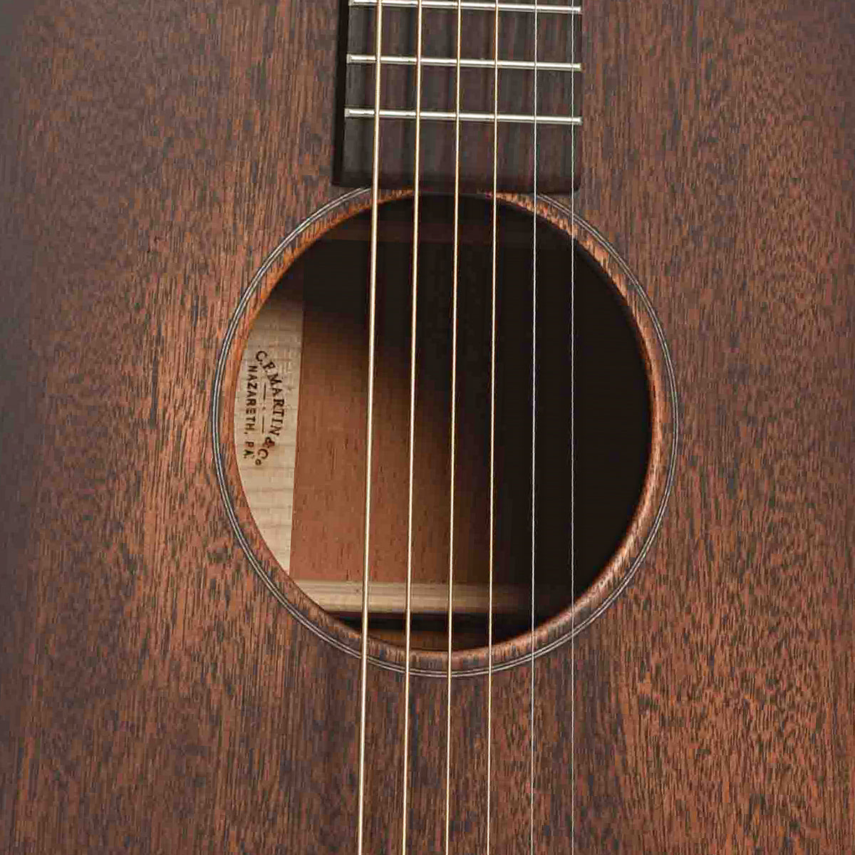 Soundhole of Martin D-15M Streetmaster