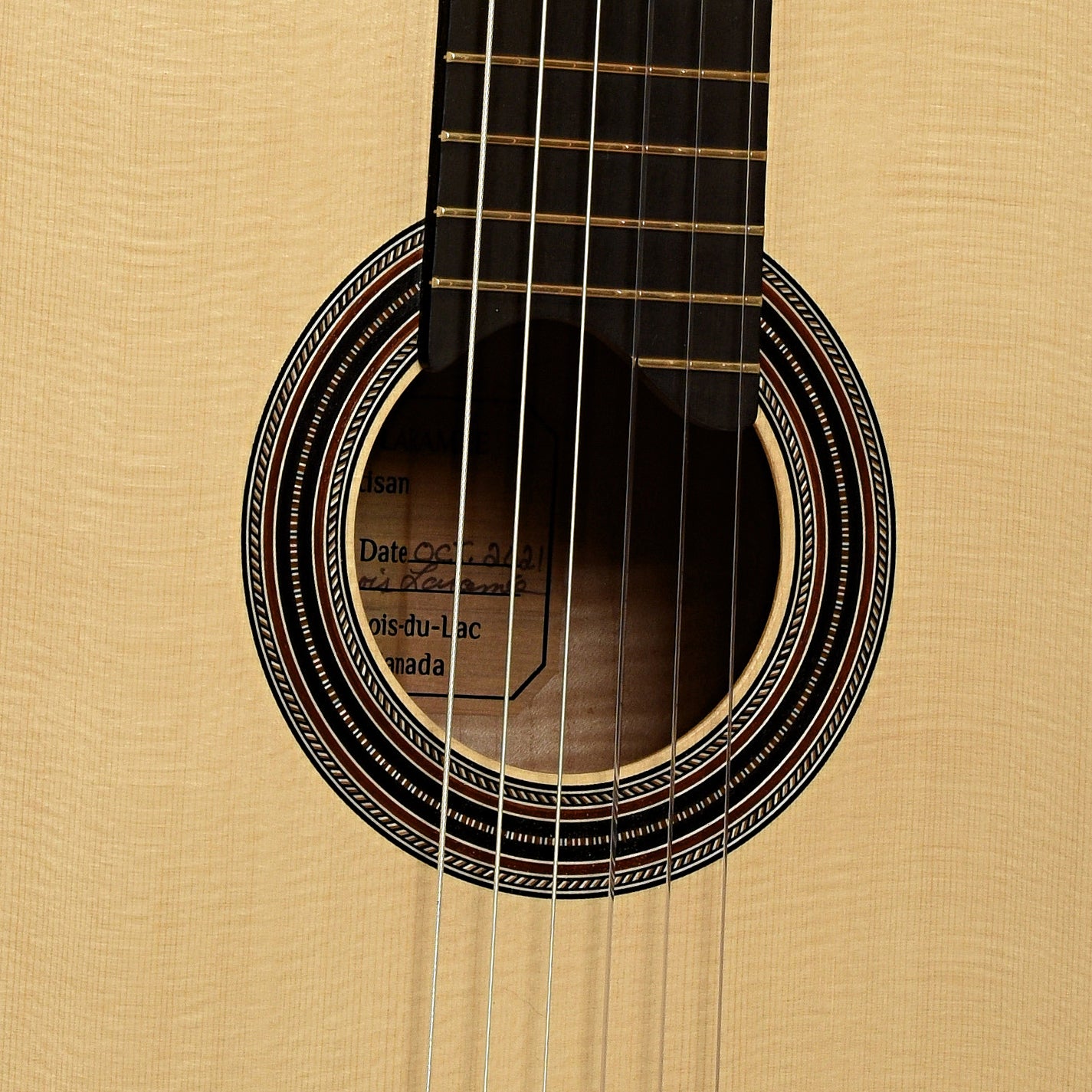 Soundhole of Francois Laramee Classical Acoustic Guitar