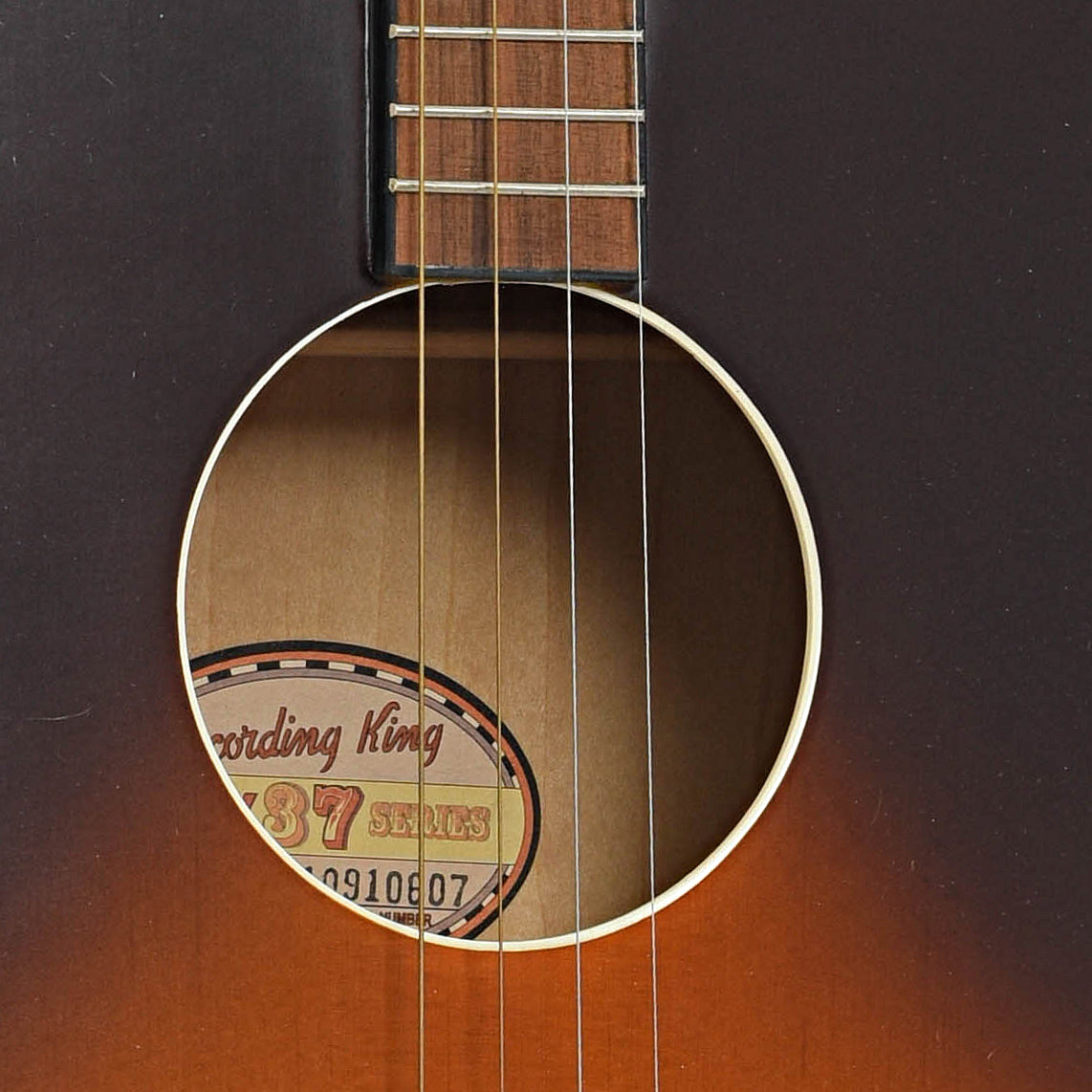 Sound hole of Recording King Dirty 30s Series 7 000 Tenor Guitar (2021)