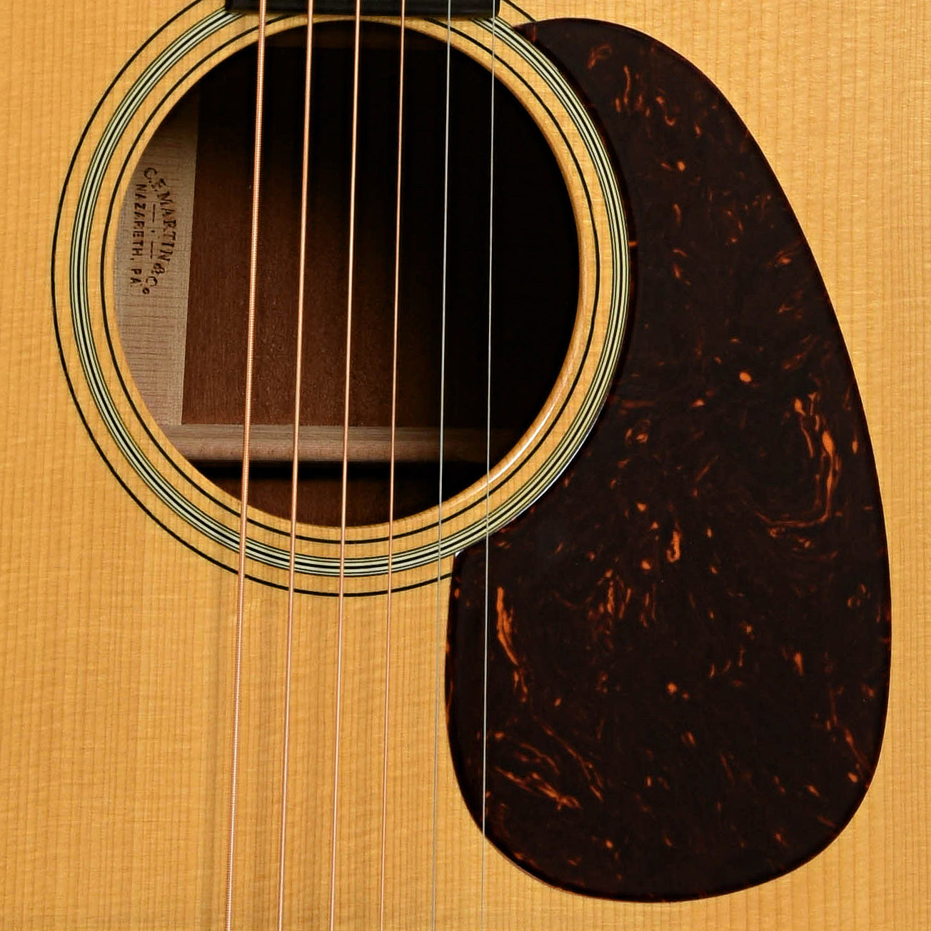 Soundhole of Martin Custom D-18 Acoustic Guitar 