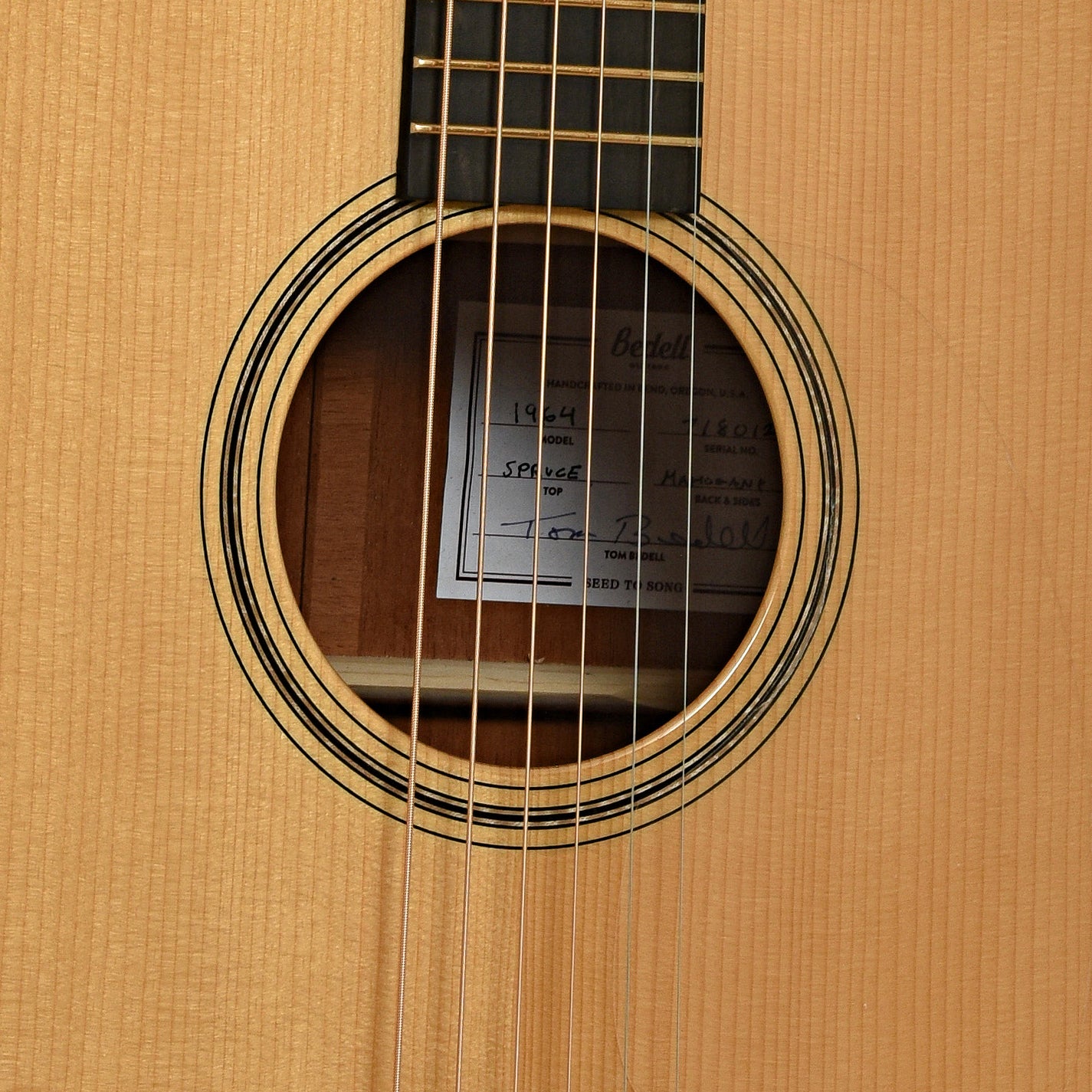 Soundhole of Bedell 1964 Dreadnought Acoustic Guitar