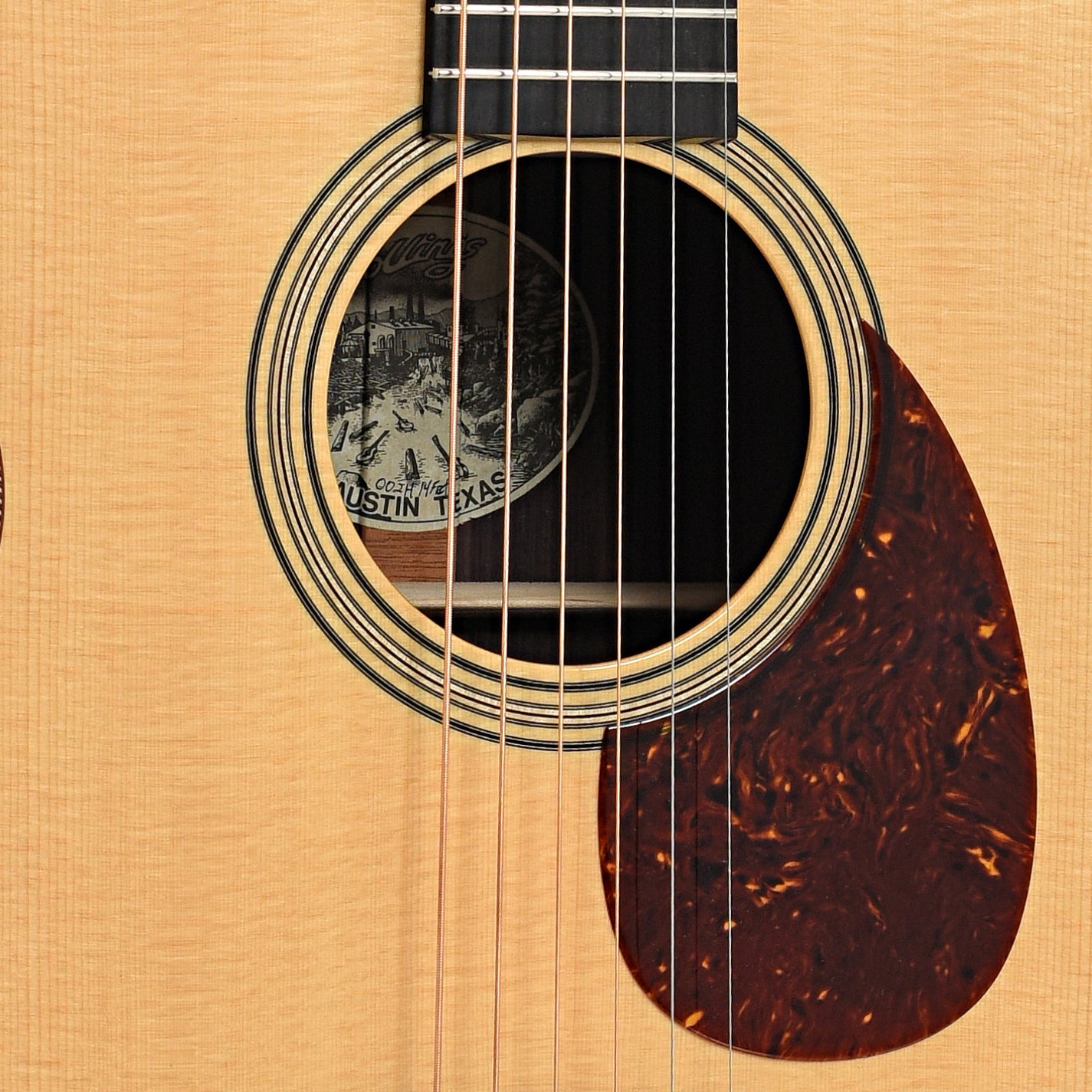 Sound hole and pickguard of Collings 002HT Traditional Series Collings Guitar