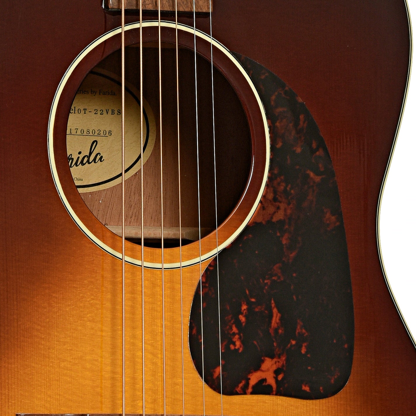 Soundhole of Farida Old Town Series OT-22 VBS Acoustic Guitar