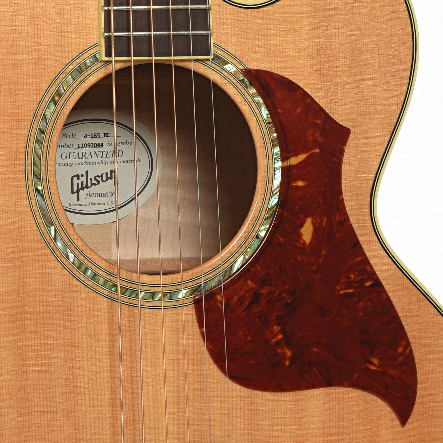 Soundhole of Gibson J-165 EC Acoustic-Electric Guitar 