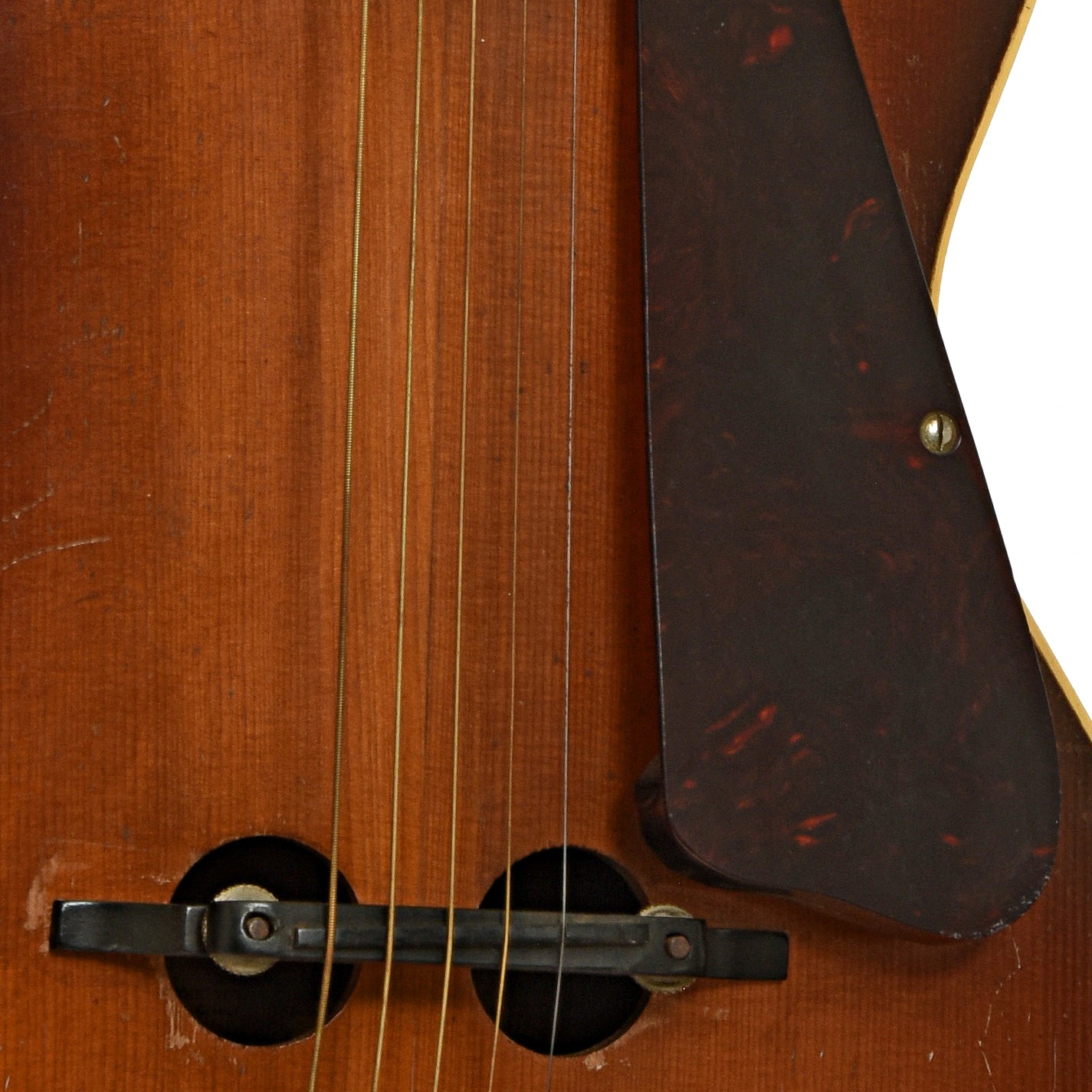 Bridge and soundholes of Vivi-Tone Archtop Acoustic Guitar