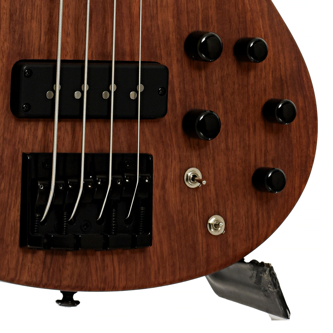 Bridge and controls of ESP LTD B-1004SE 4-String Electric Bass