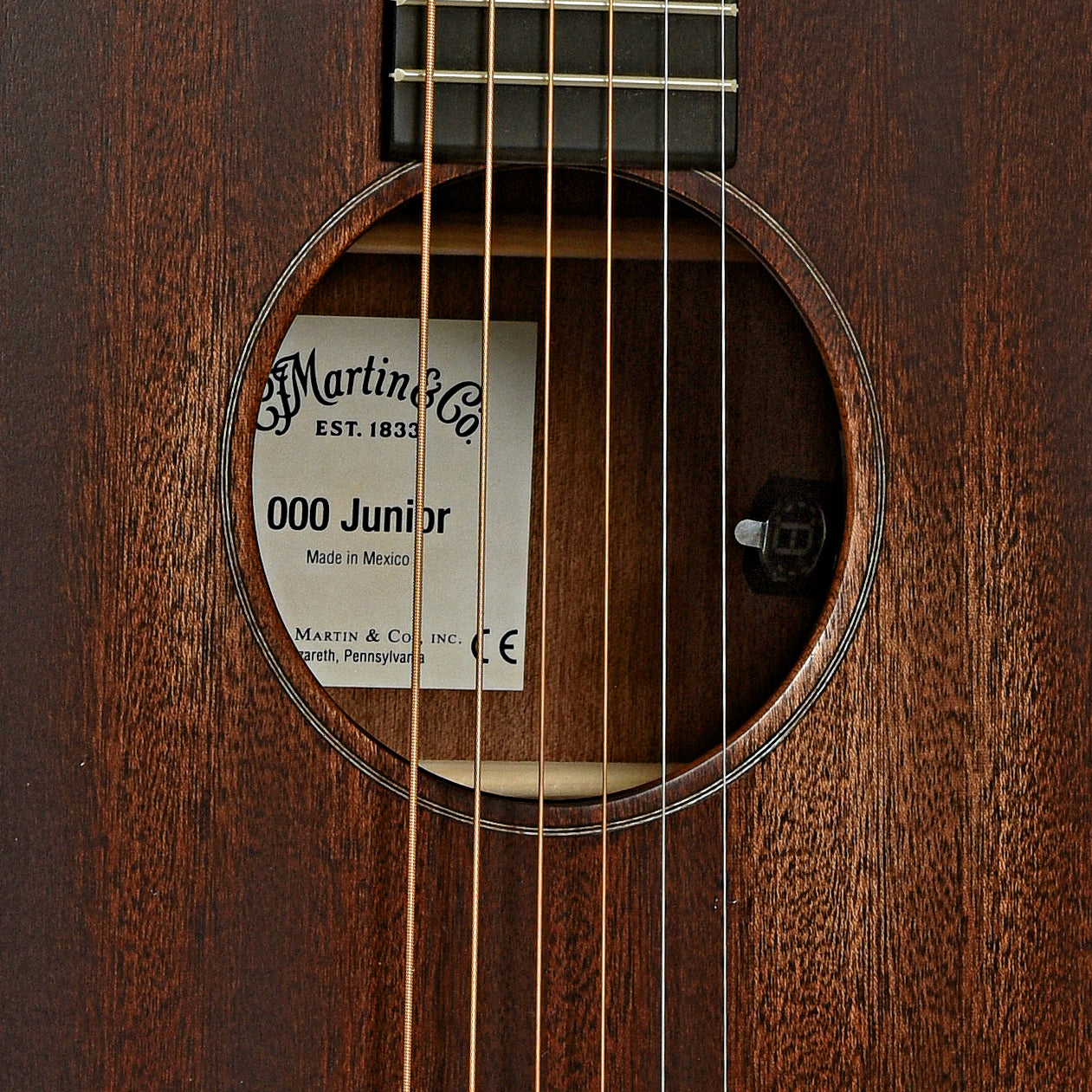 Soundhole of Martin 000C-JRE StreetMaster Junior Acoustic Electric Guitar