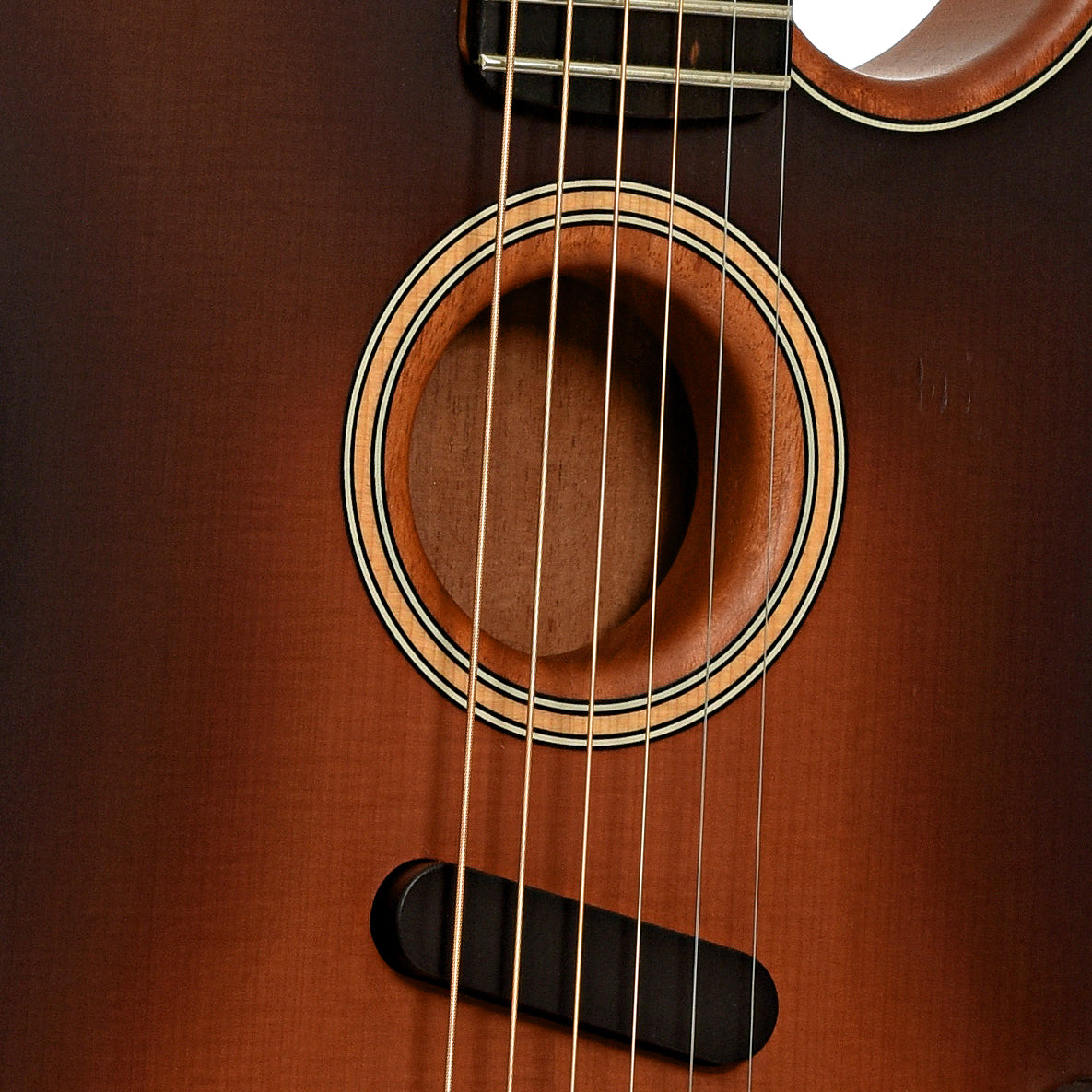 Soundhole of Fender Acoustasonic Telecaster Acoustic Guitar 