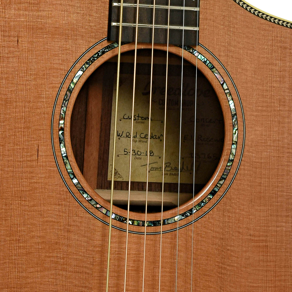 Soundhole of Breedlove Custom Concert Cedar / Indian