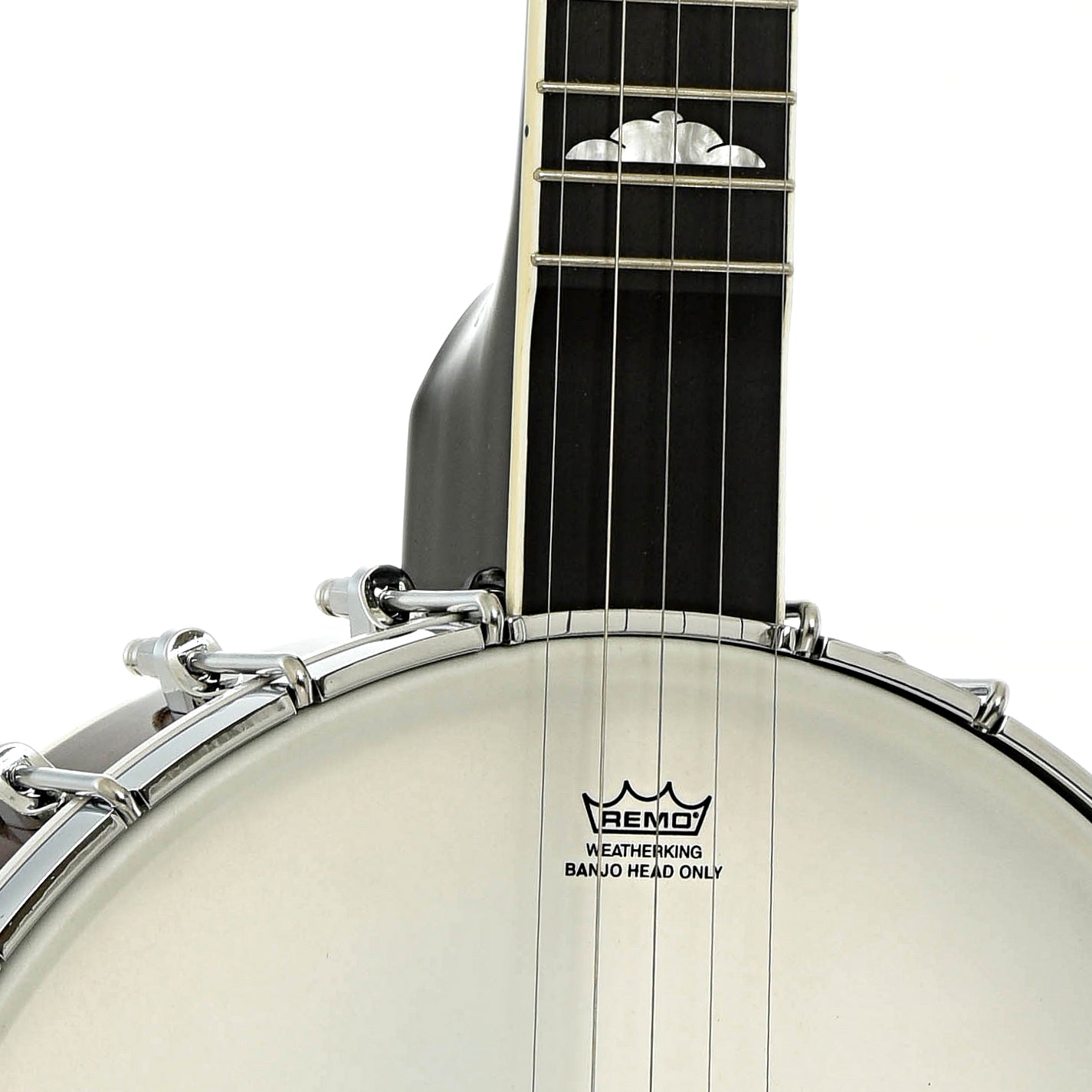 Front neck joint of Gold Tone WL-250 White Laydie Openback Banjo 