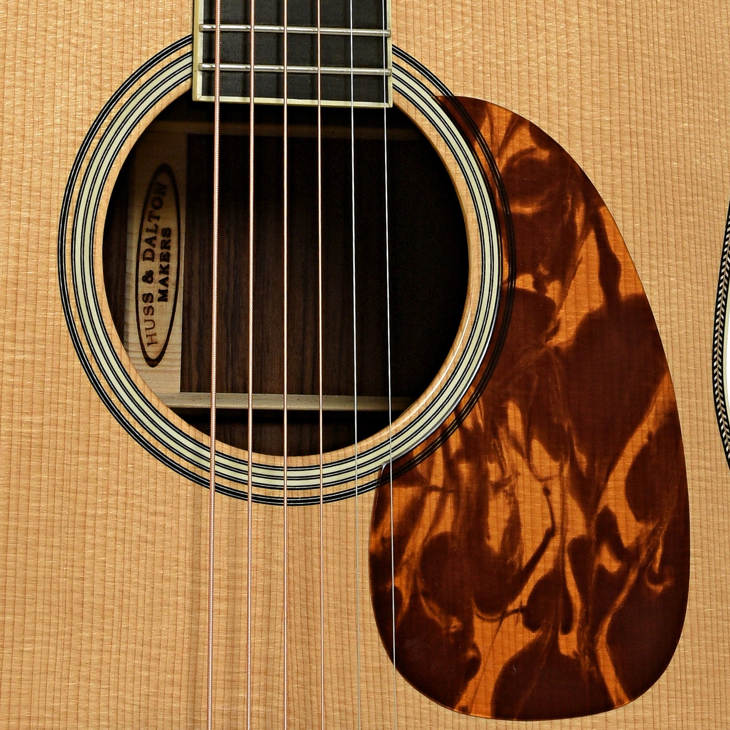 Soundhole of Huss and Dalton TDR-Pilgrim Custom Acoustic Guitar 