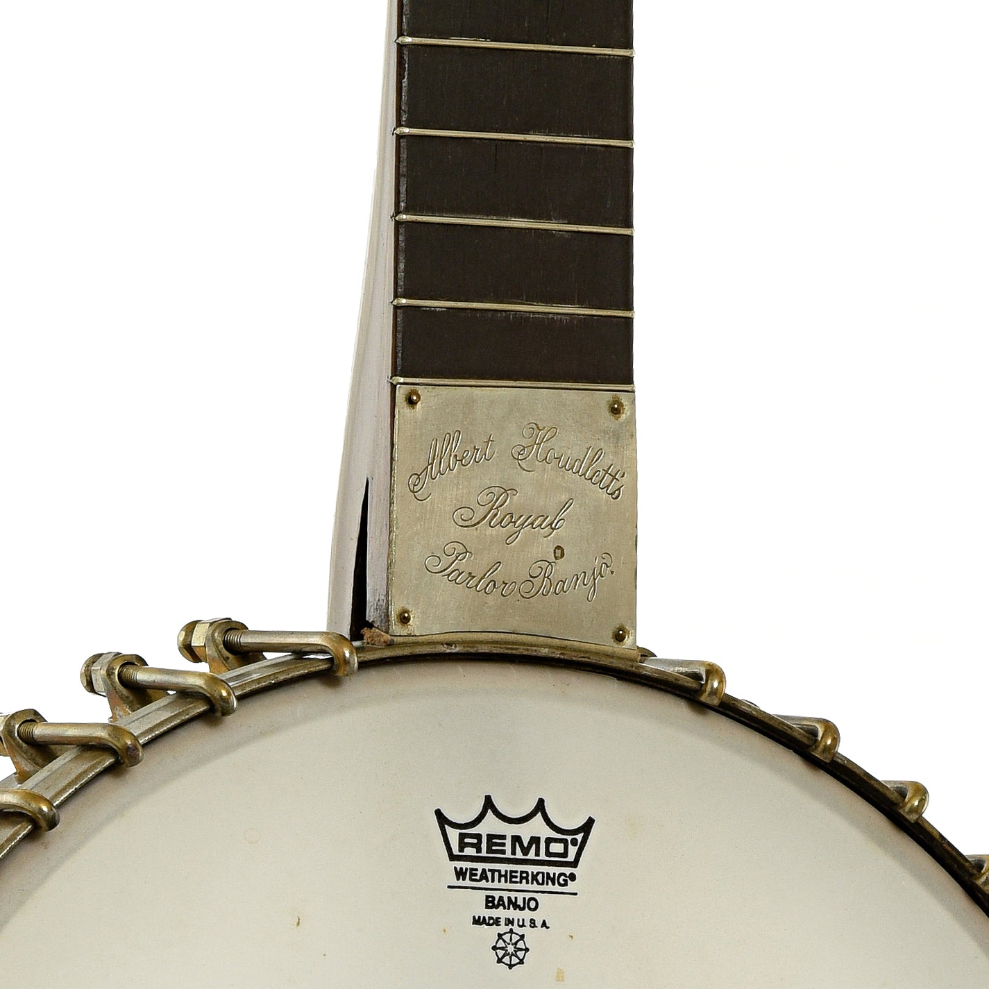 Front neck joint of Albert Houdlett & Sons “Royal Parlor Banjo” Openback Banjo