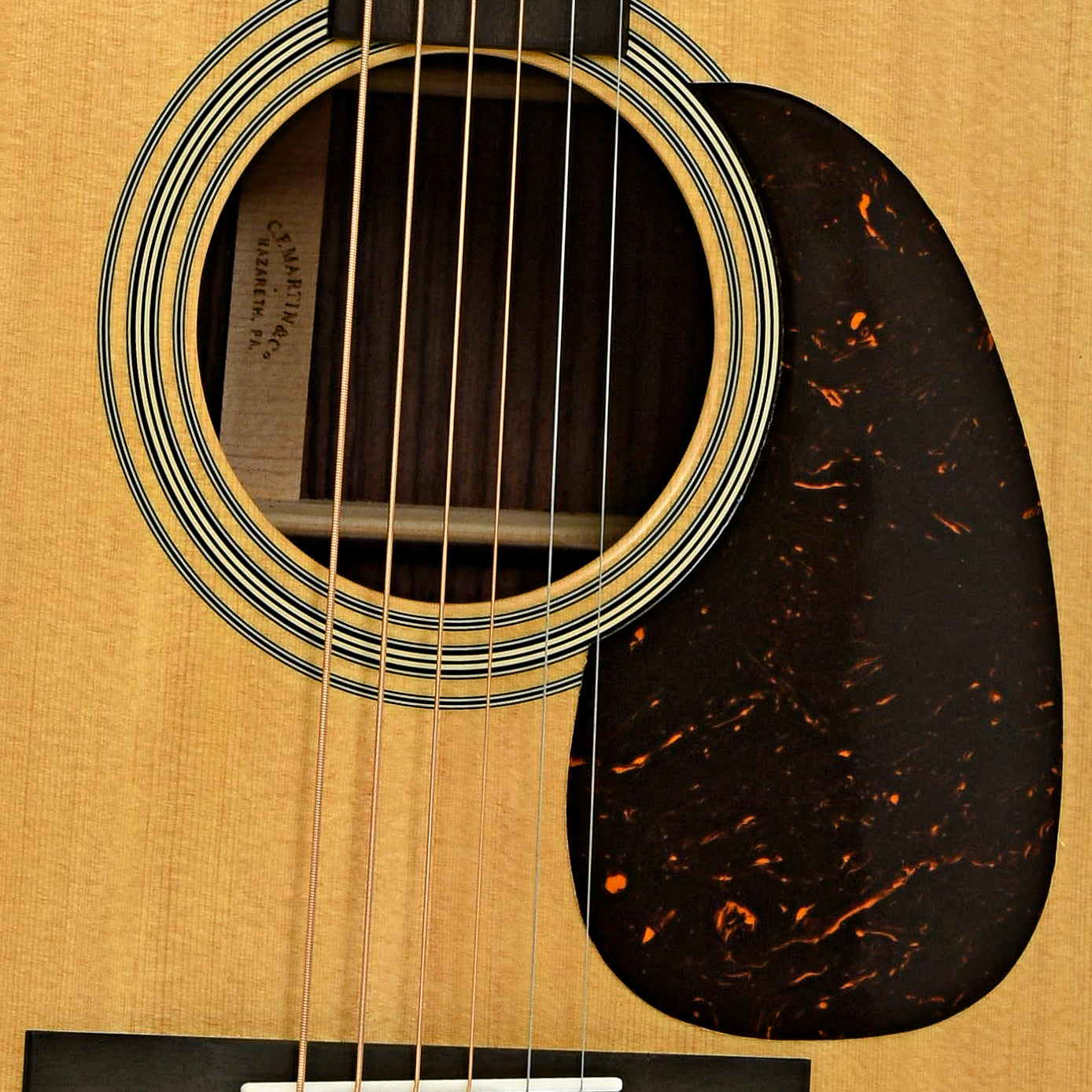 Soundhole of Martin D-28 Satin Acoustic Guitar