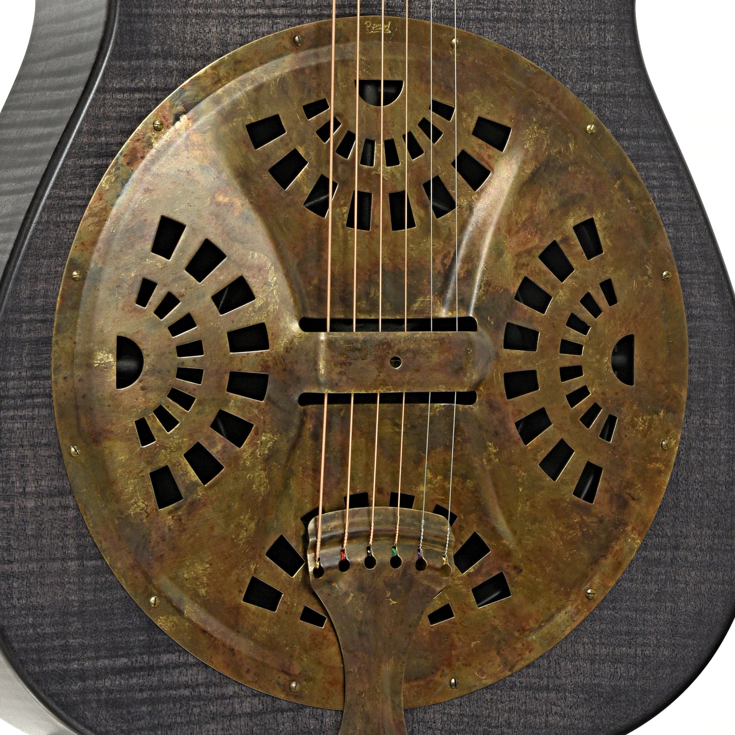 Coverplate of Beard Trailhead Squareneck Resonator Guitar Black Ice Finish