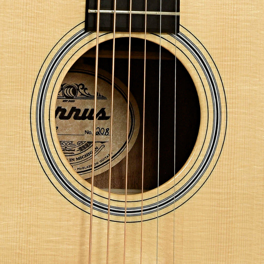 Soundhole of Cirrus Single 0 Walnut Acoustic Guitar 