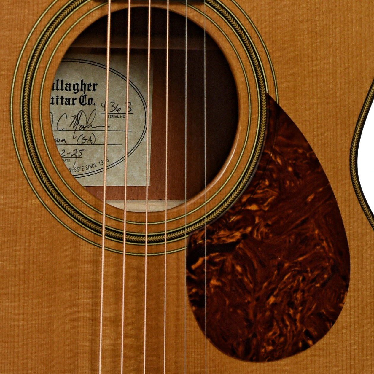 Soundhole of Gallagher Bluegrass Bell GA Acoustic Guitar