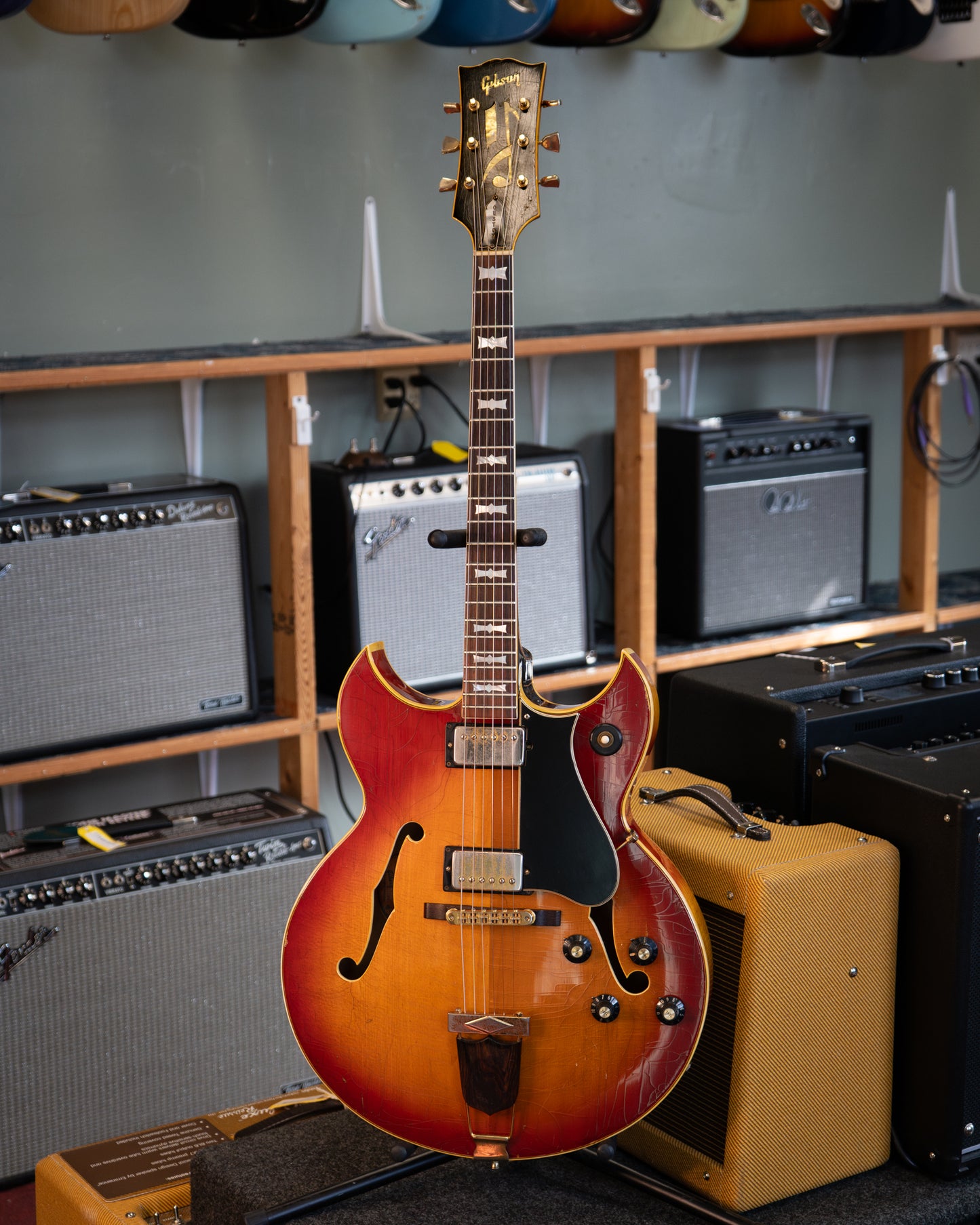 Showroom photo of Gibson Barney Kessel Custom Hollowbody Electric Guitar (c.1966)