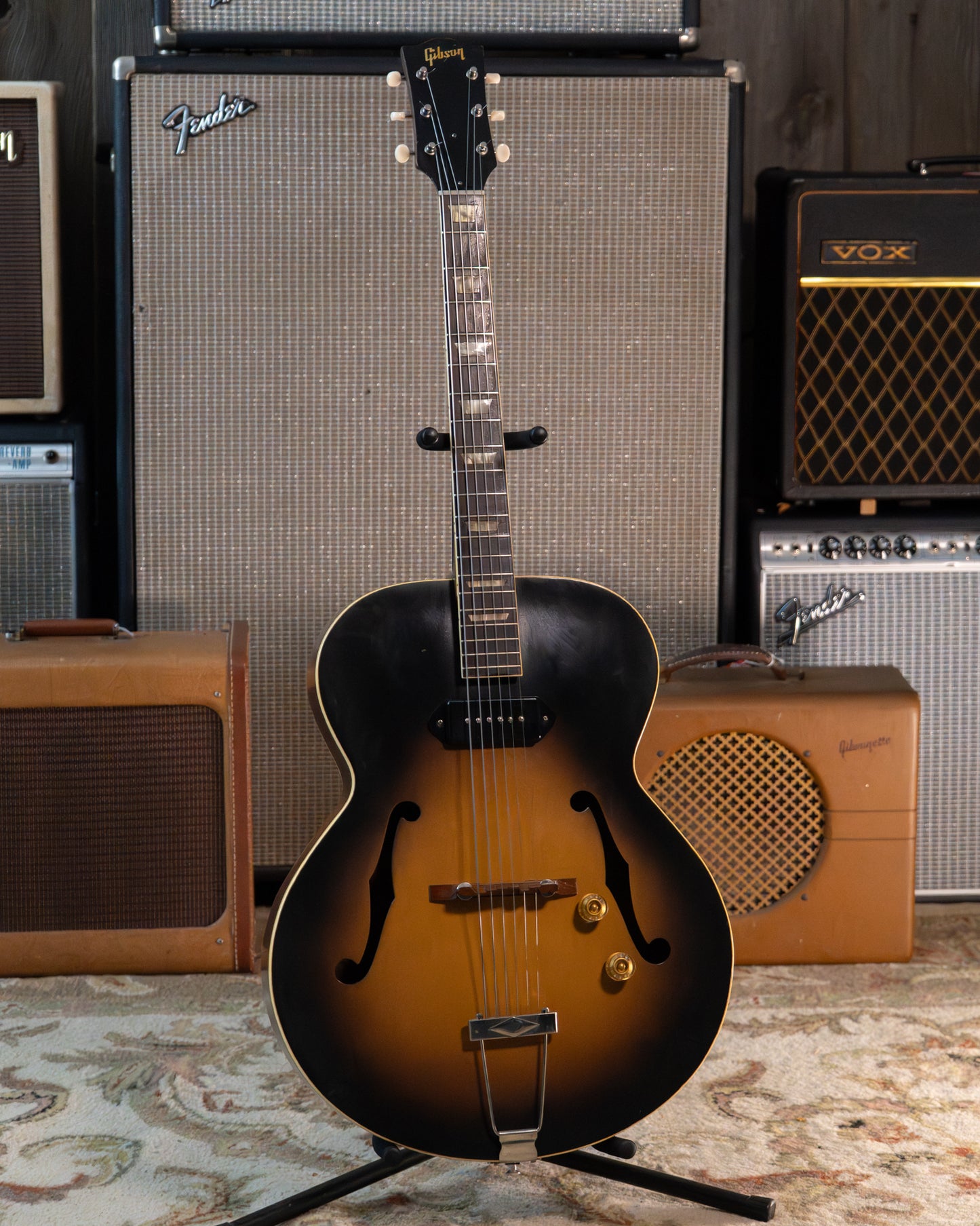 Showroom photo of Gibson ES-150 Hollowbody Electric Guitar (c.1954)