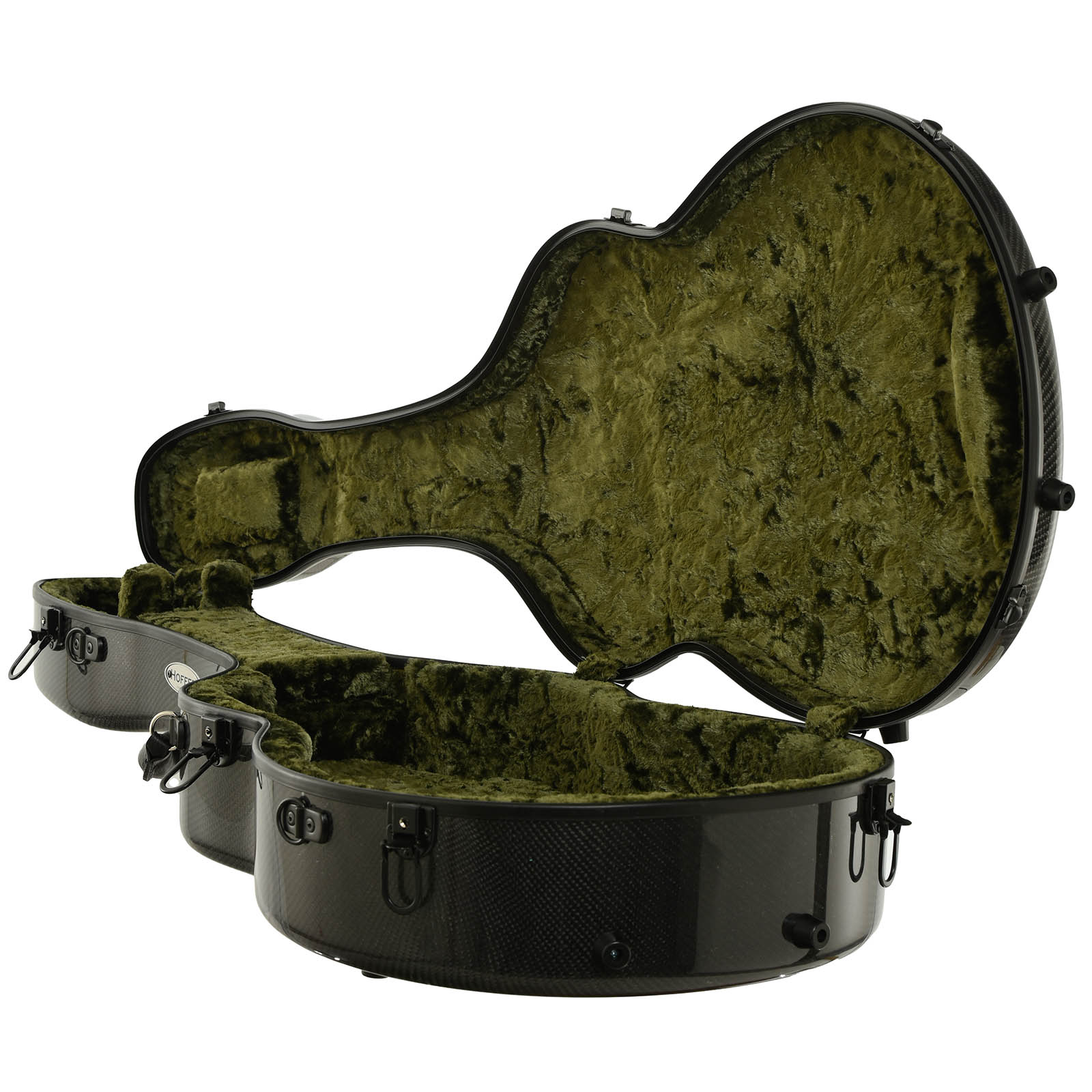 Image 3 of Hoffee Dreadnought Guitar Case - Smooth Black, Green Lining