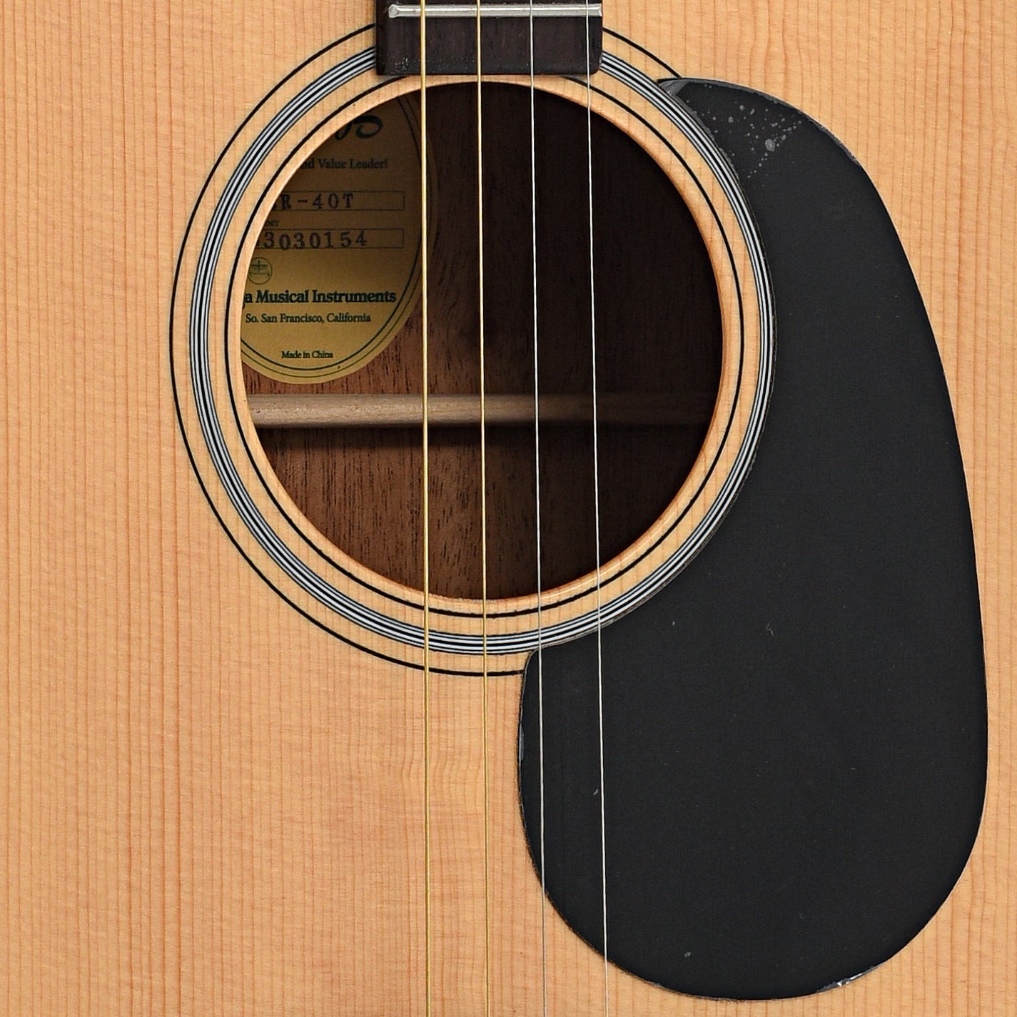 Sound hole and pickguard of Blueridge BR-40T Tenor Guitar