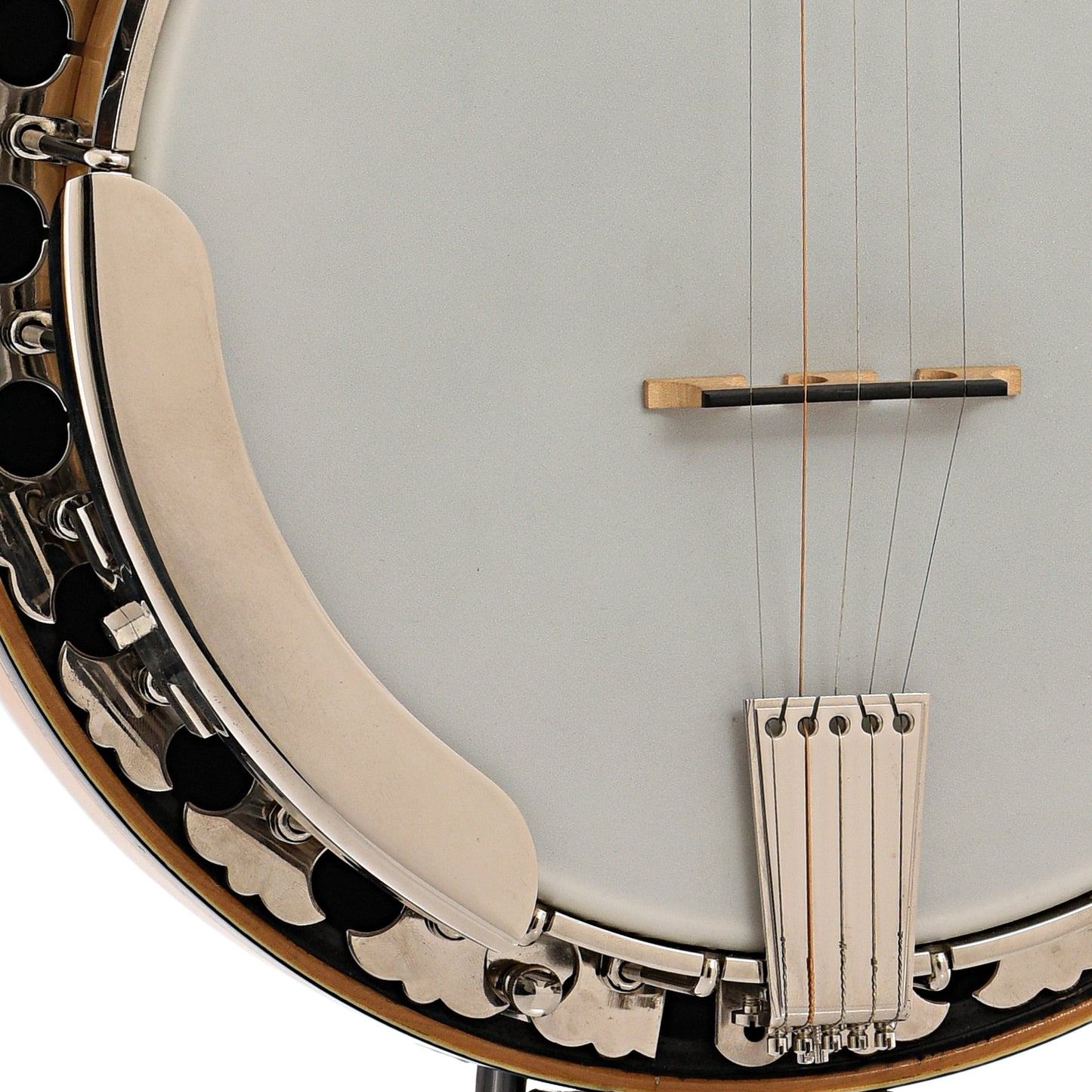 Armrest, tailpiece and bridge of Wildwood Artist Resonator Banjo (c.1985)