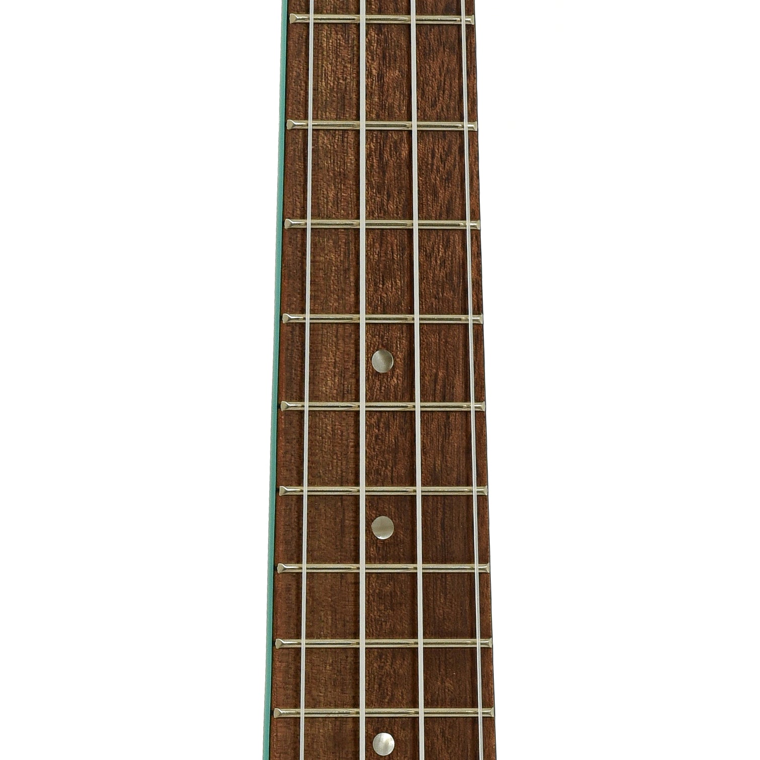 Fretboard of Ohana SK-10 Soprano Ukulele Starter Pack, Turquoise