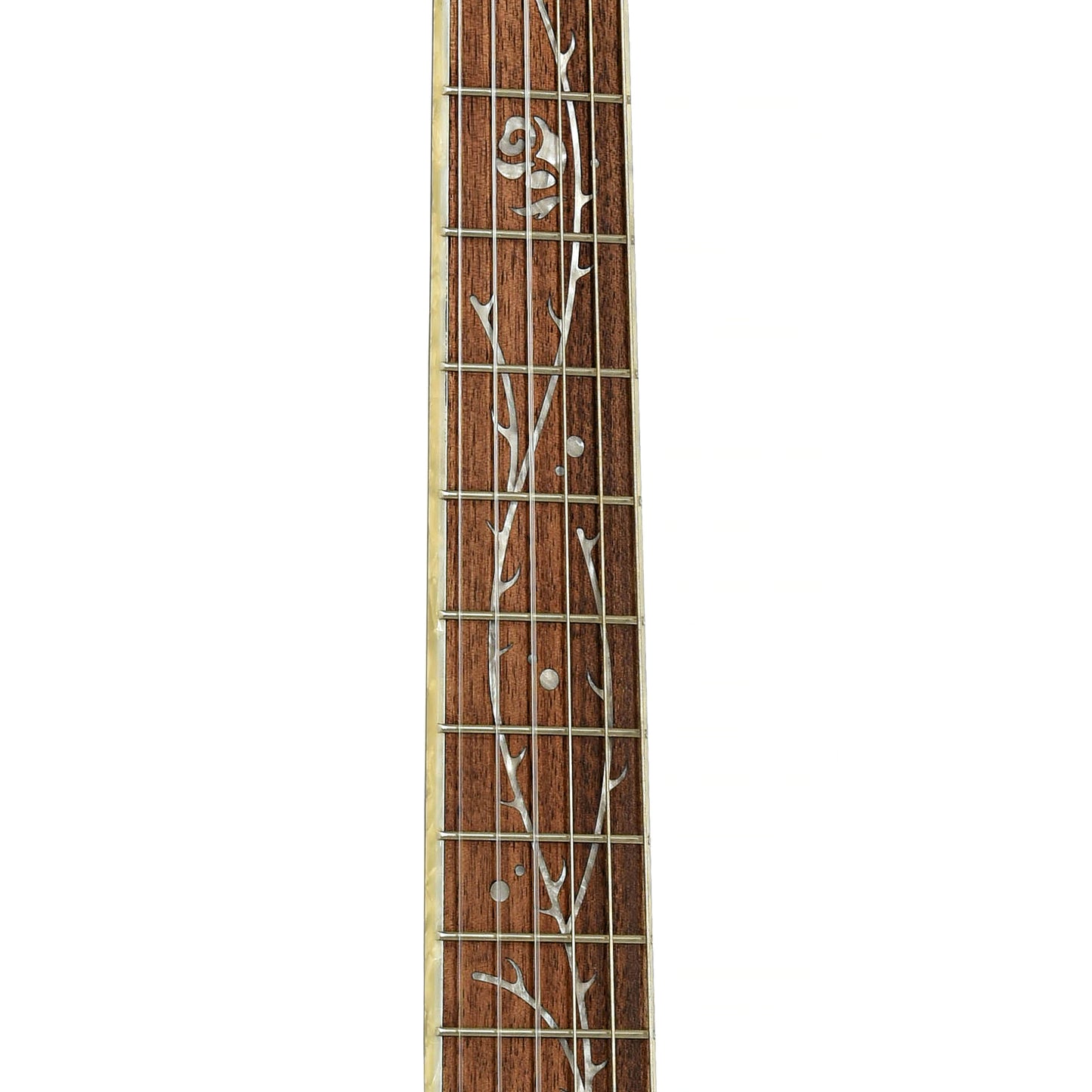 Fretboard of Ibanez TOD10NL Tim Henson Signature Acoustic-Electric Nylon String Guitar - Left Handed, Transparent Black Flat