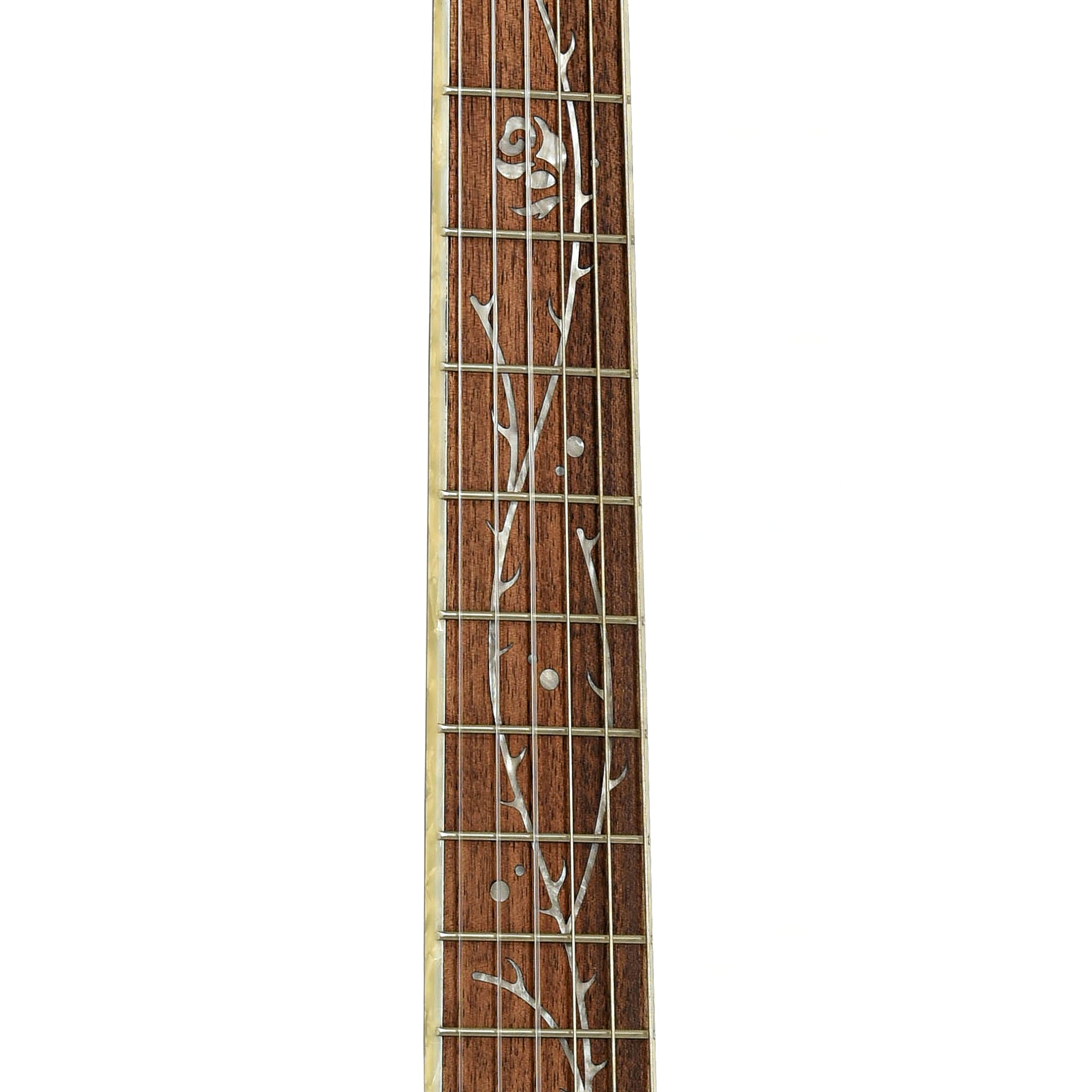 Fretboard of Ibanez TOD10NL Tim Henson Signature Acoustic-Electric Nylon String Guitar - Left Handed, Transparent Black Flat