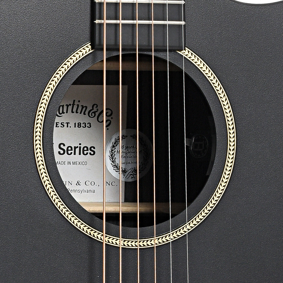 Sound hole of Martin GPC-X1E Black Acoustic Guitar