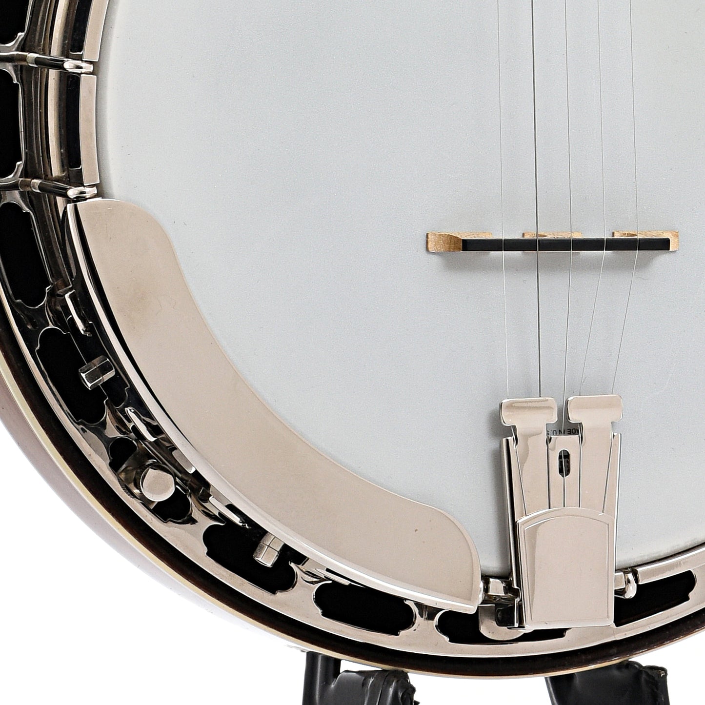 Armrest, tailpiece and bridge of Prucha Walnut Parts banjo (c.2016)
